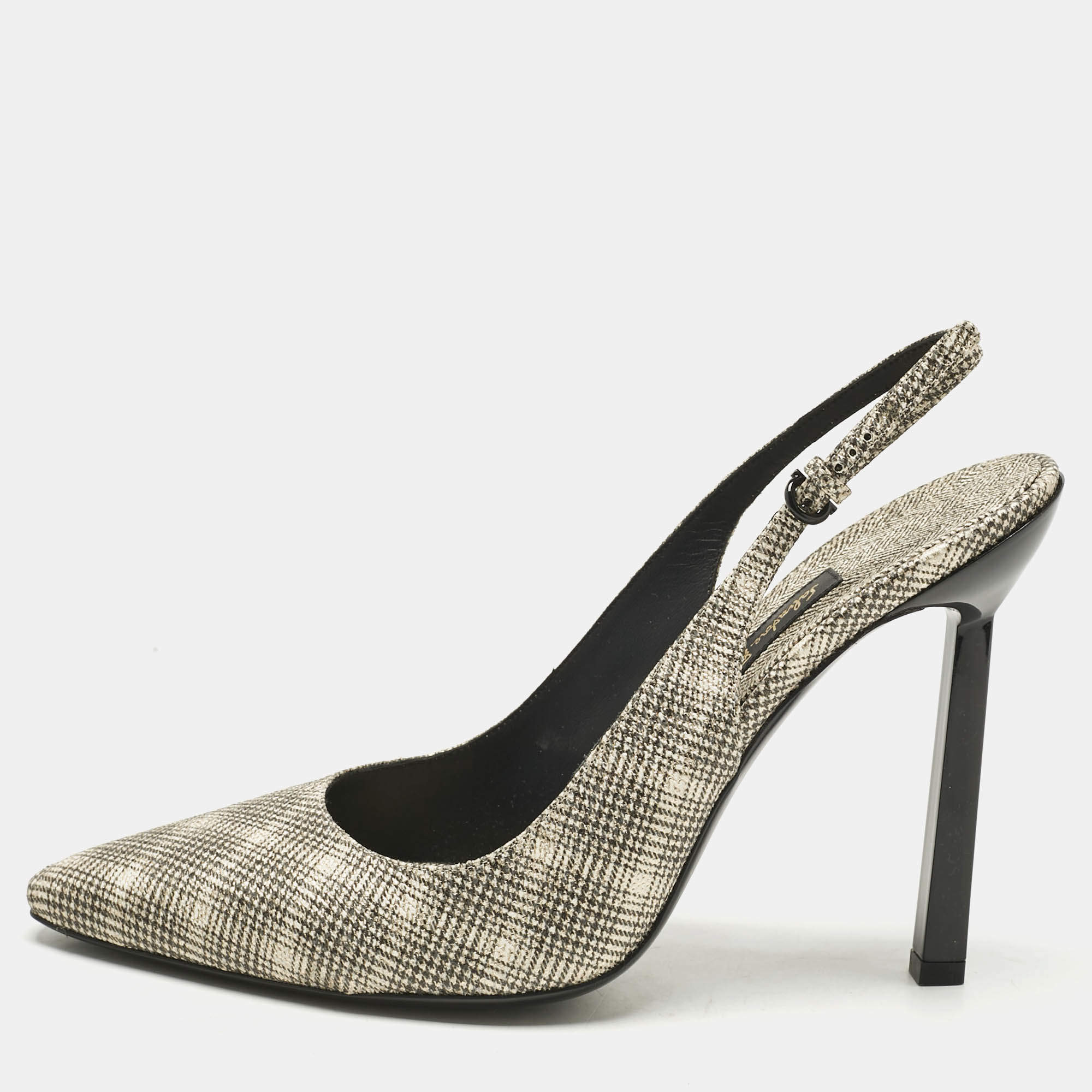 Pre Owned Salvatore Ferragamo Beige Canvas Jessoe X5 Slingback Pumps Size 41