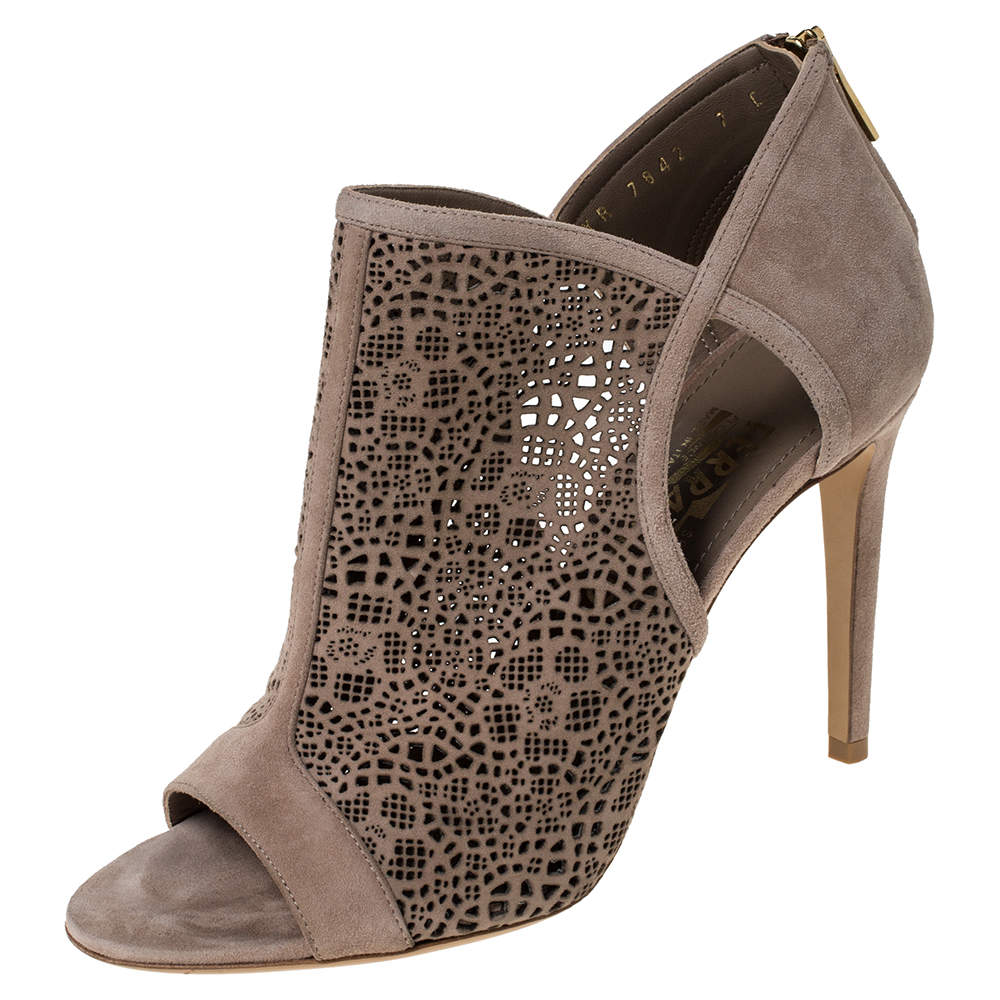 open toe beige booties