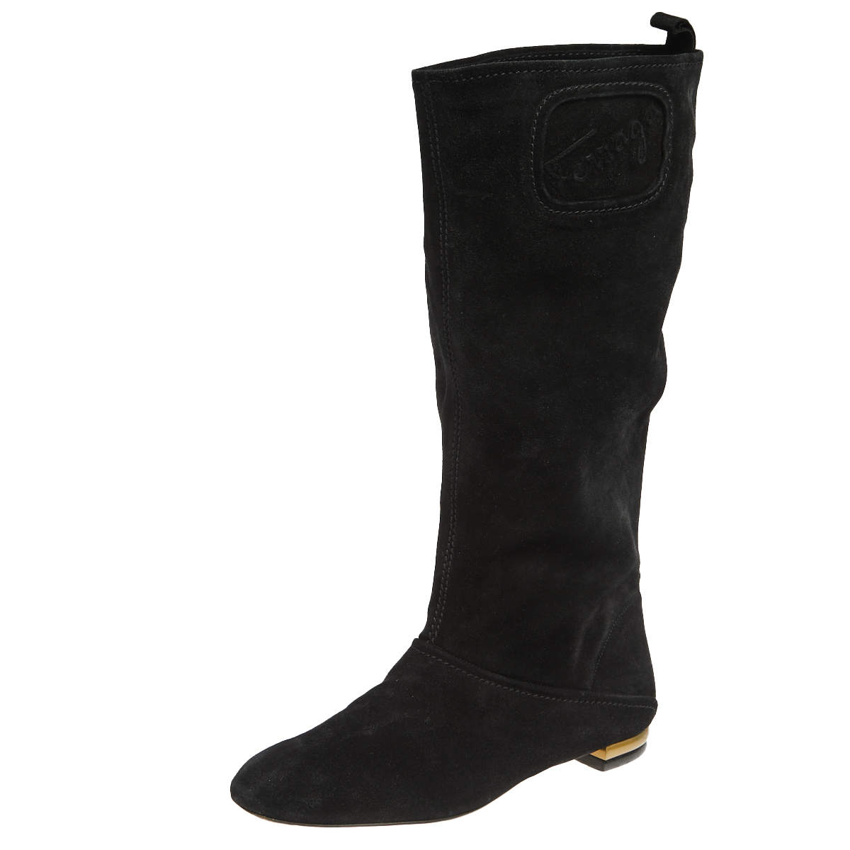 Pre Owned Salvatore Ferragamo Black Suede 'My Sweet' Mid Calf  Boots Size 40