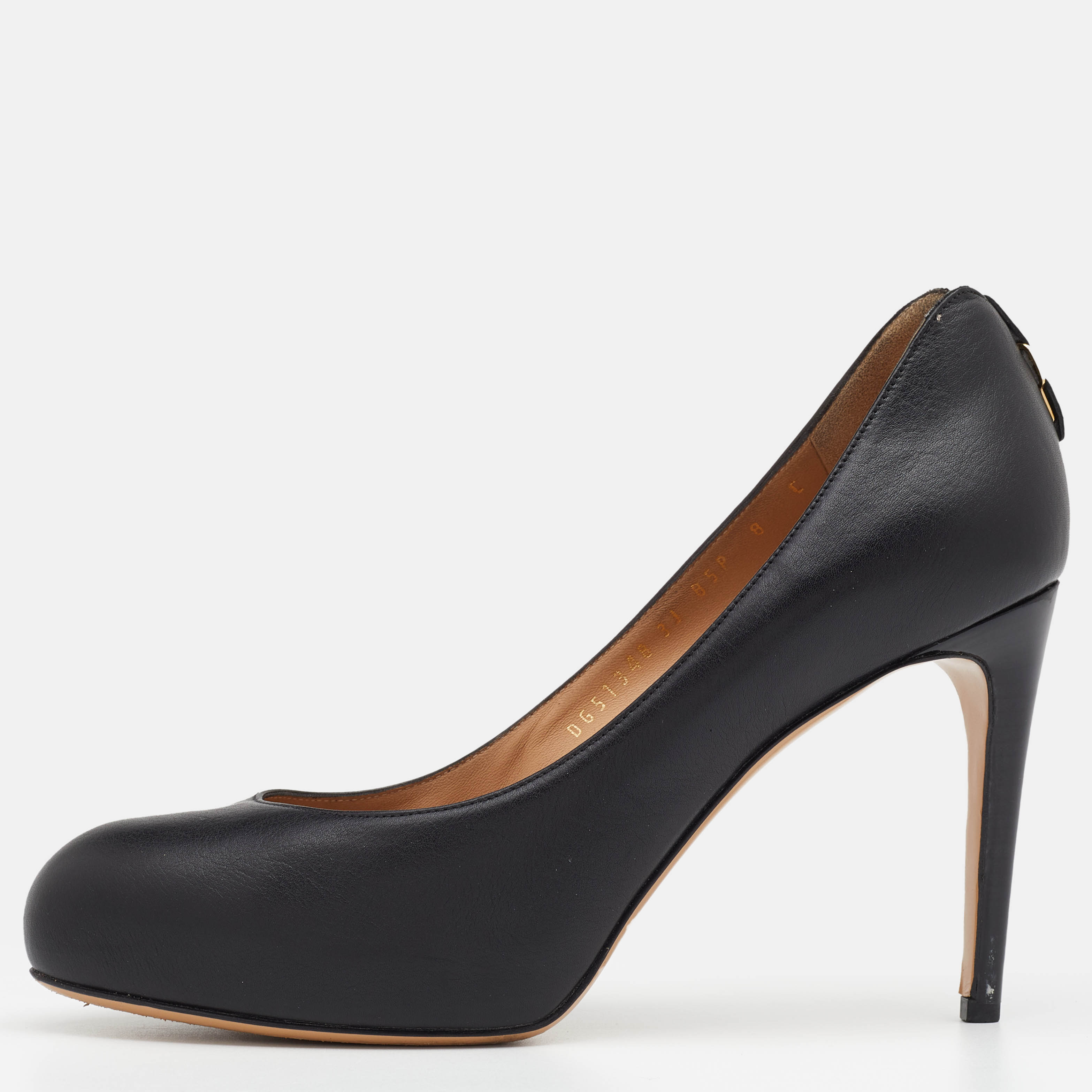 Pre Owned Salvatore Ferragamo Black Leather Ronda Pumps Size 38.5