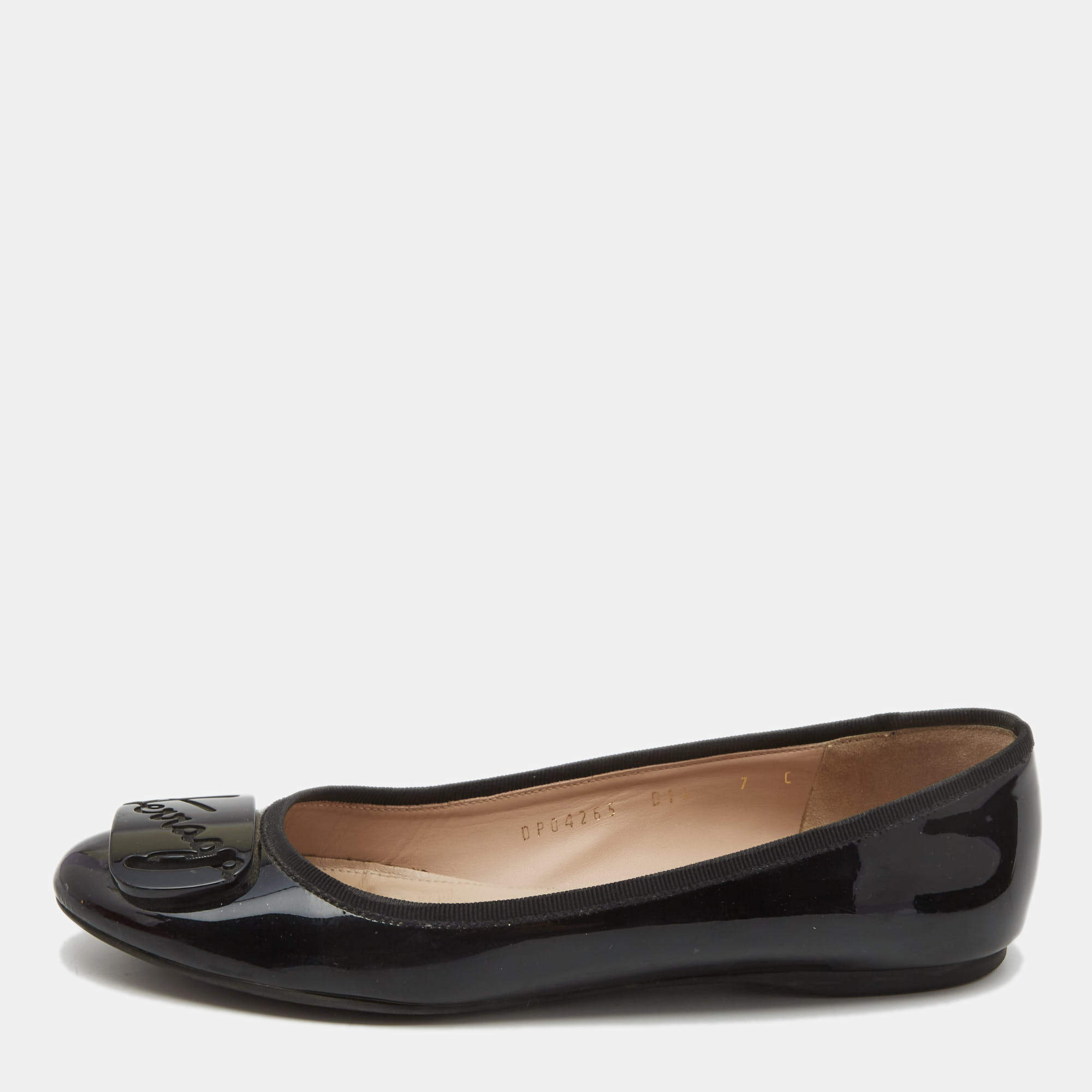 Salvatore Ferragamo Black Patent Leather Charmel Ballet Flats Size   Salvatore Ferragamo | TLC