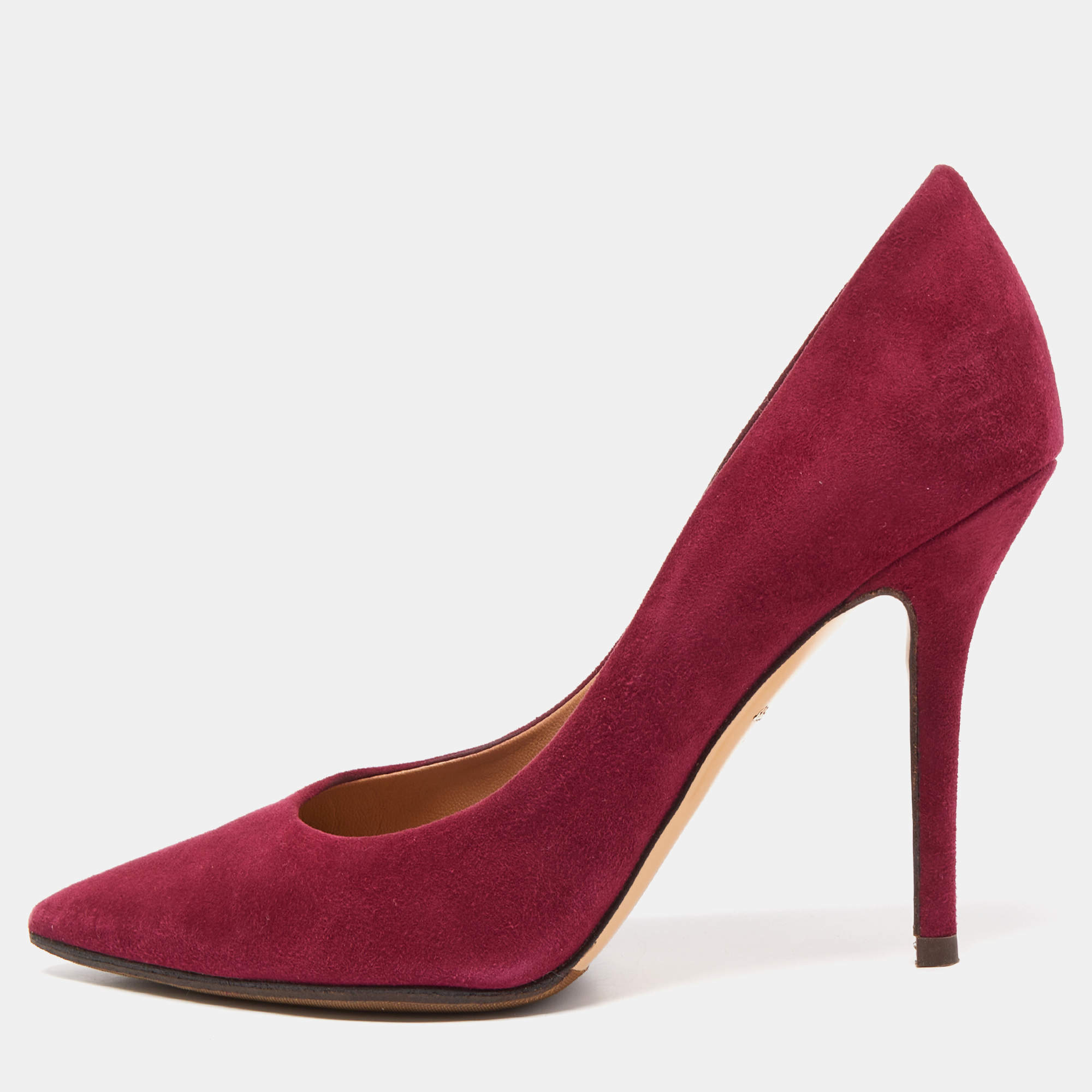 مملوكة مسبقًا Salvatore Ferragamo Burgundy Suede Pointed Toe Pumps Size 39