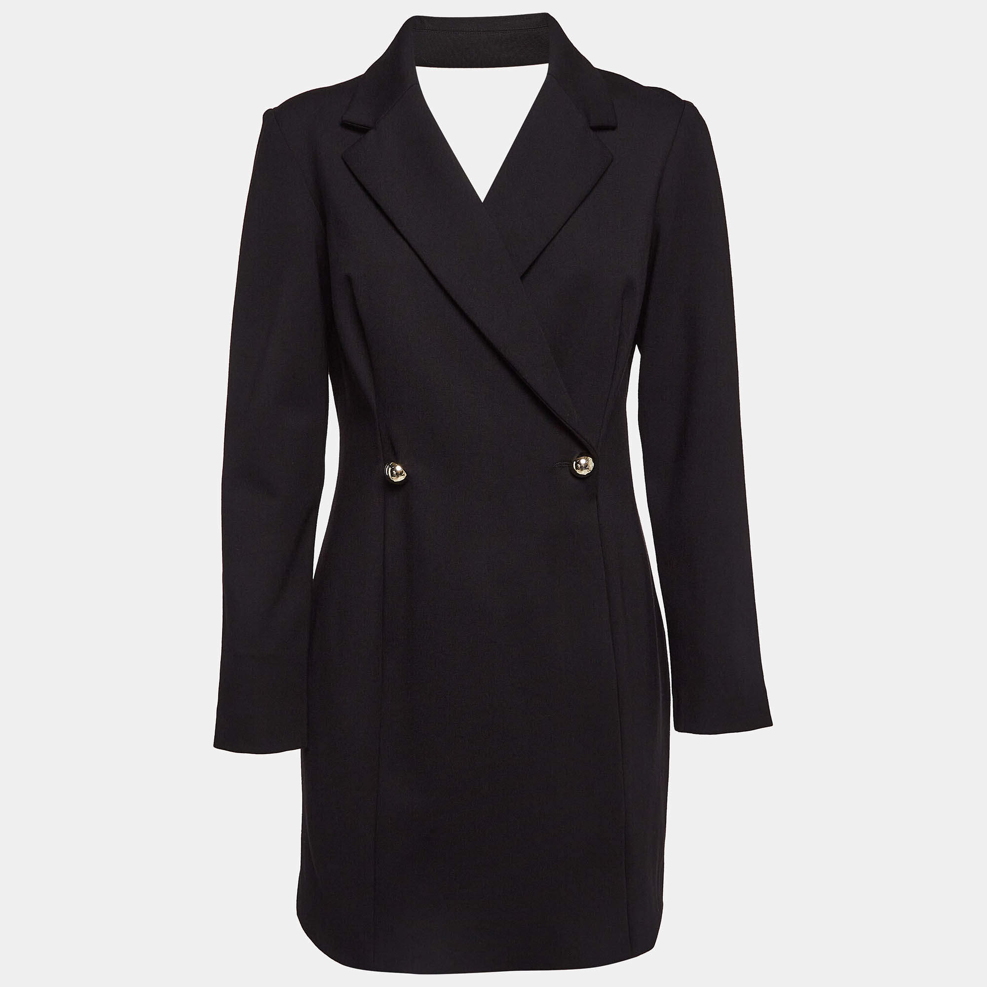 Pre Owned Sandro Black Jersey Backless Tailored Short Dress L