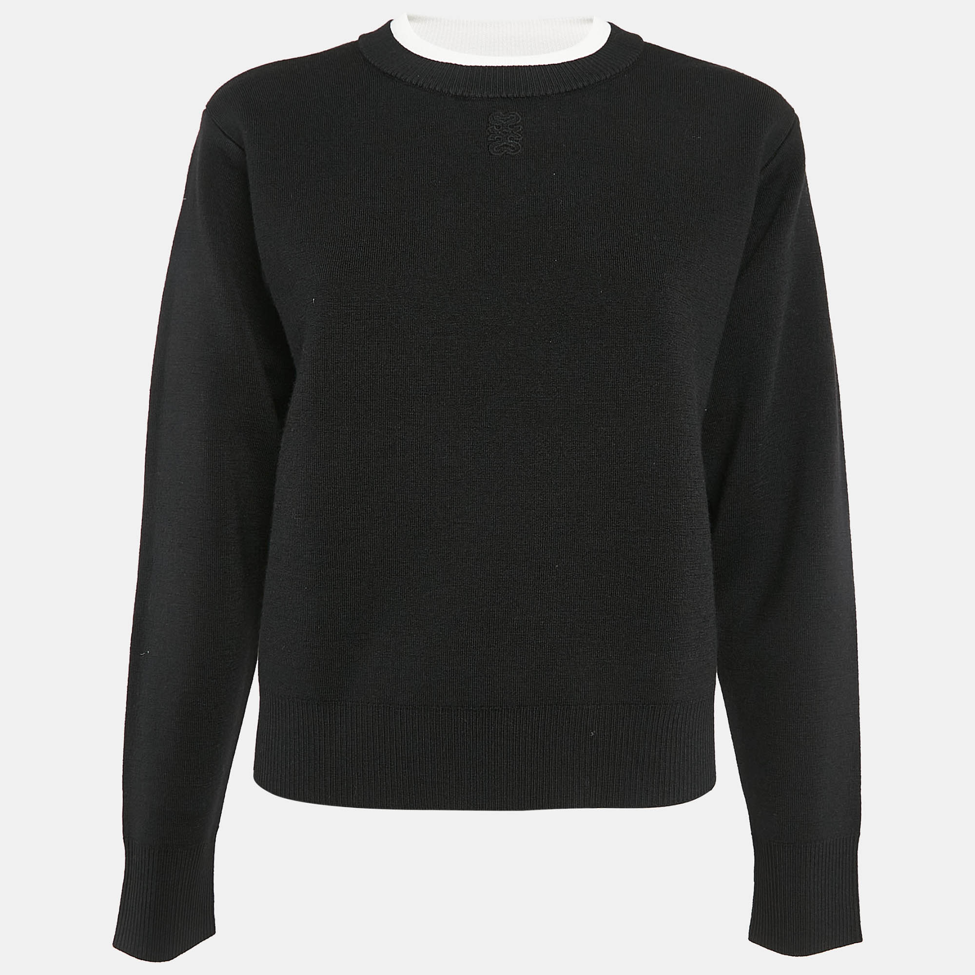 Sandro Black Wool Blend Crew Neck Jumper S