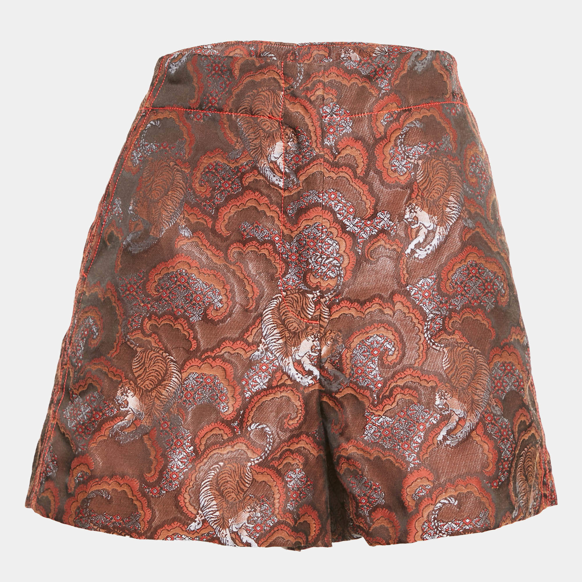 Sandro Brown Paisley Jacquard Shorts L