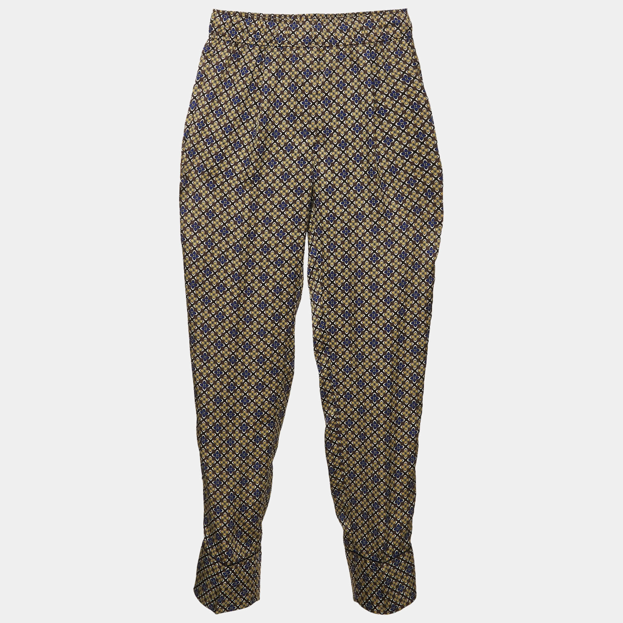 Sandro Multicolor Printed Satin Straight Leg Dany Trousers S