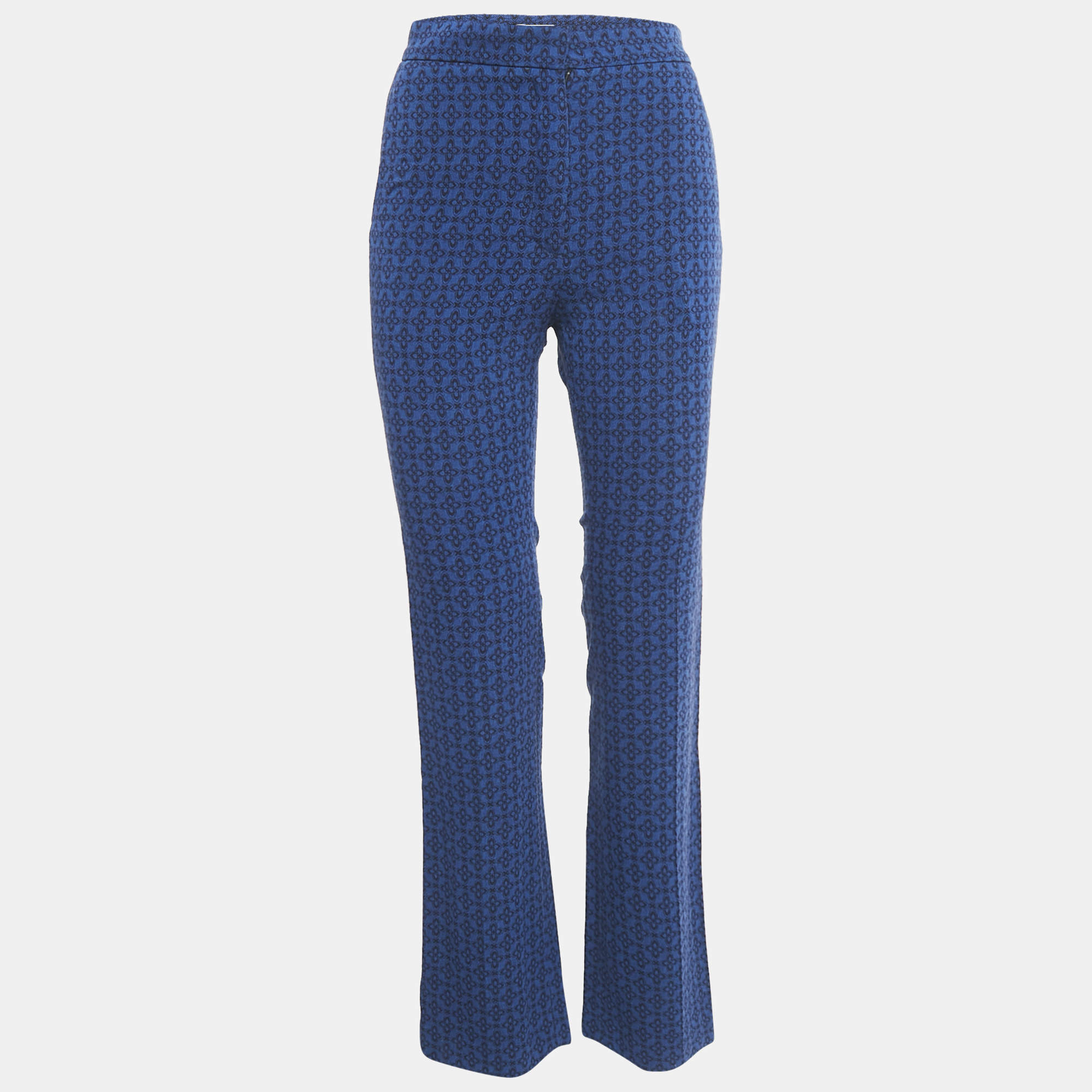 Sandro Blue Jacquard Crepe Amparo Pants S