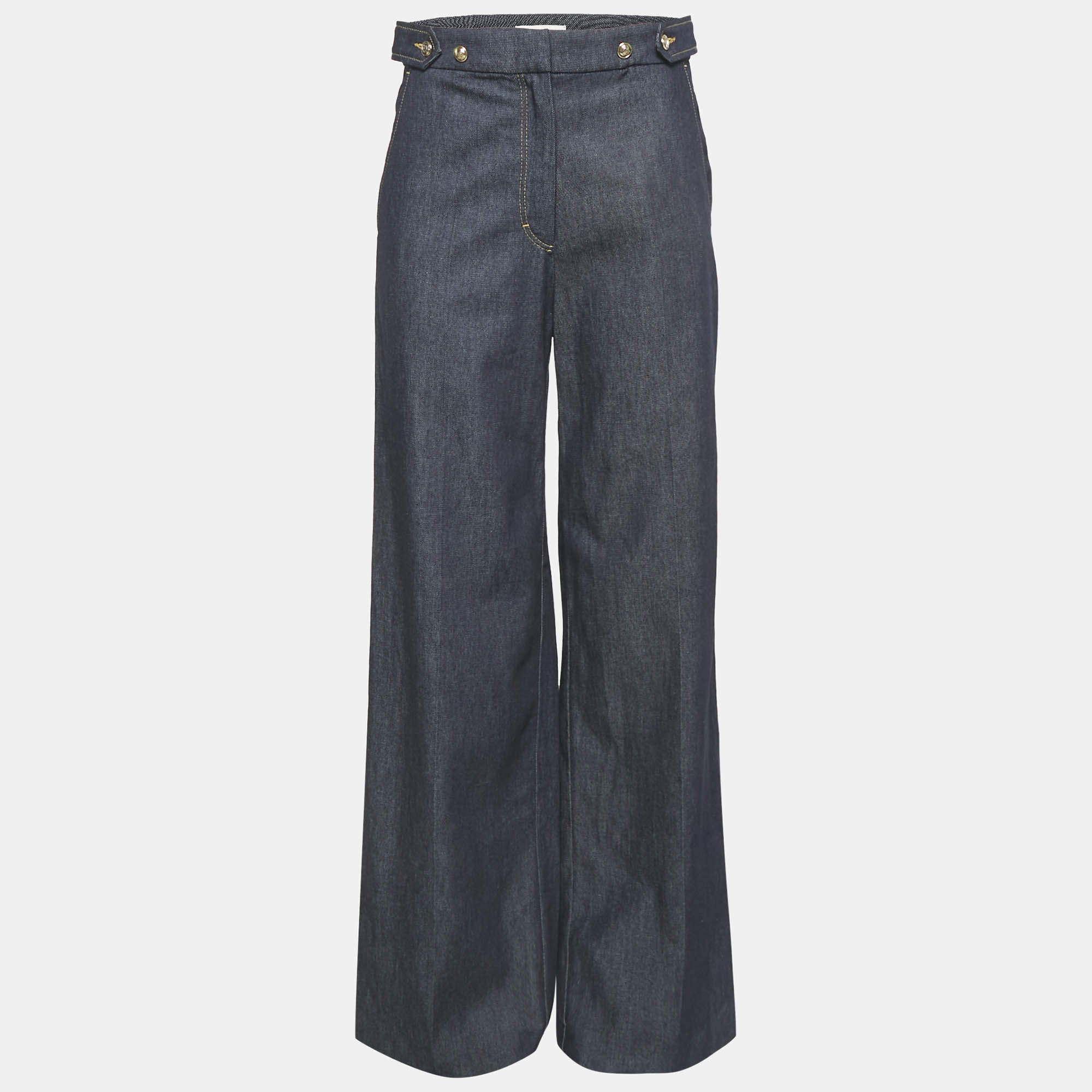 Sandro Navy Blue Denim Wide Leg Jeans S Waist 28"
