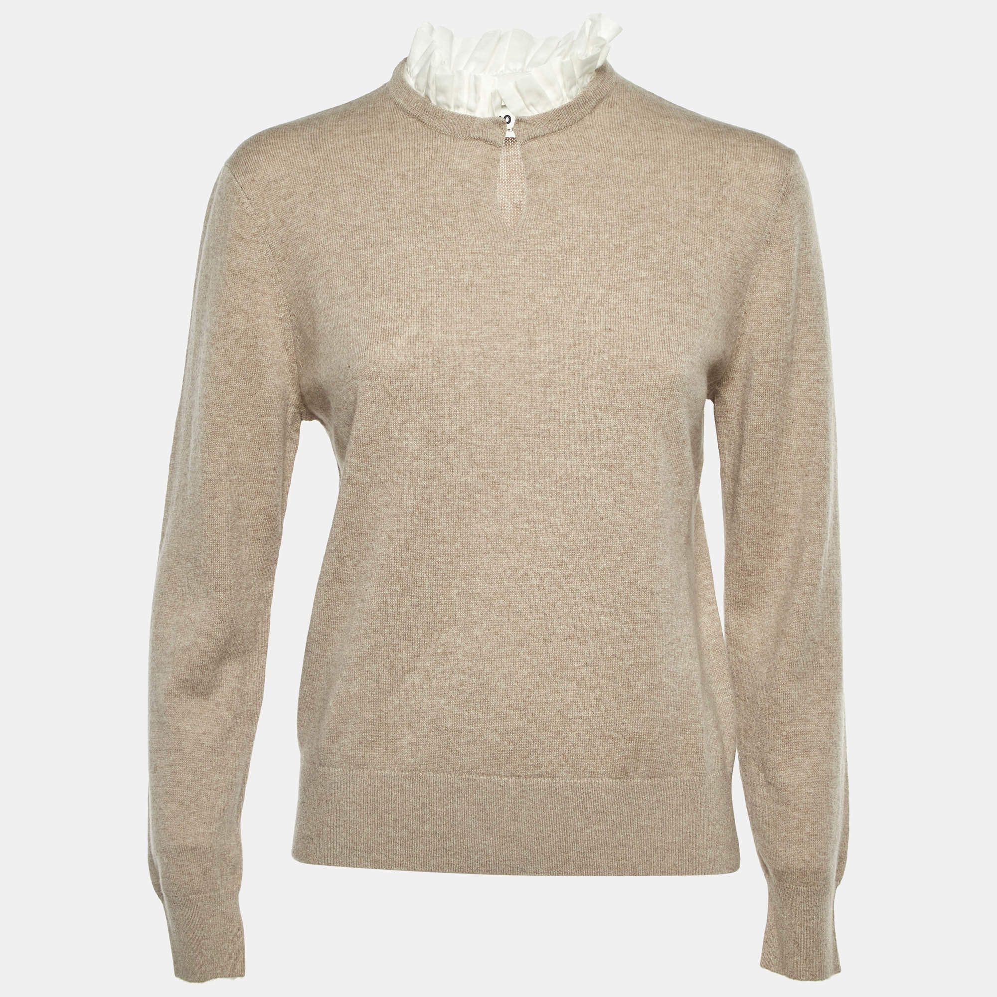 Pre Owned Sandro Beige Wool & Cashmere Isaure Sweater S