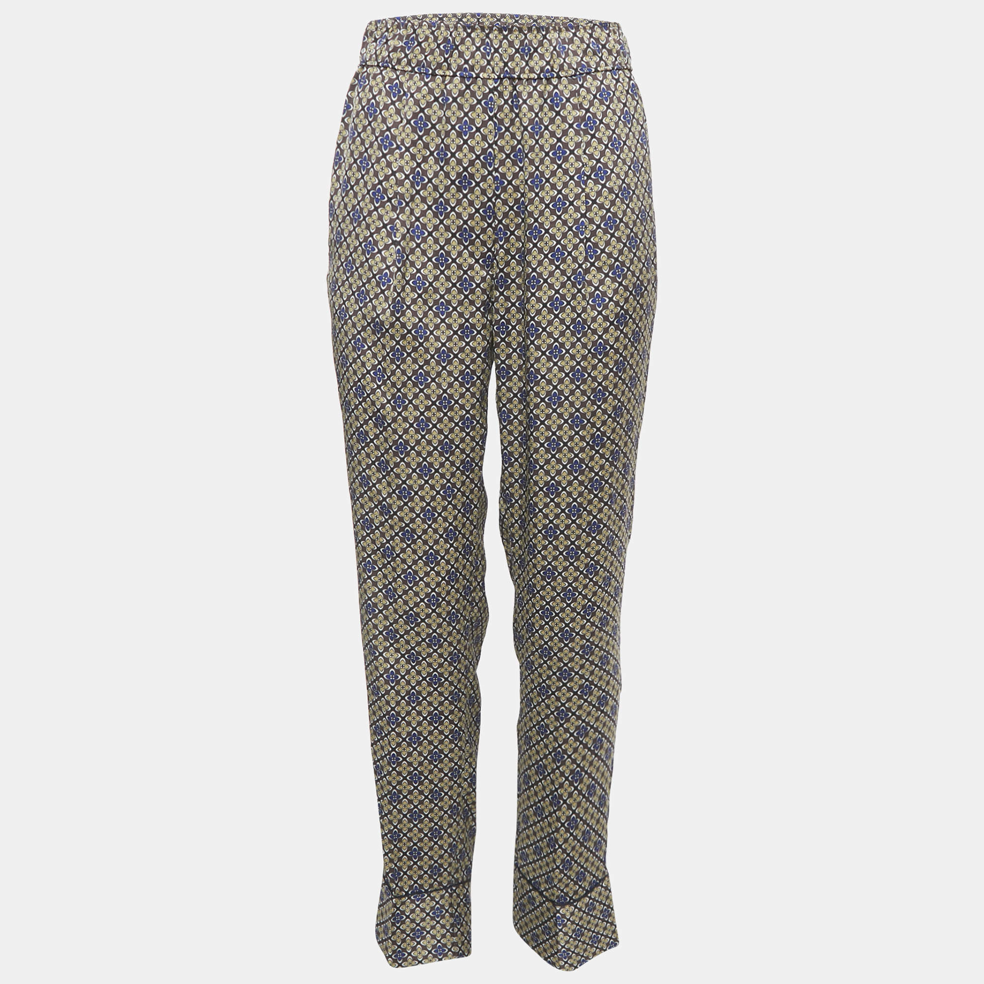 Pre Owned Sandro Multicolor Floral Print Satin Danny Trousers M