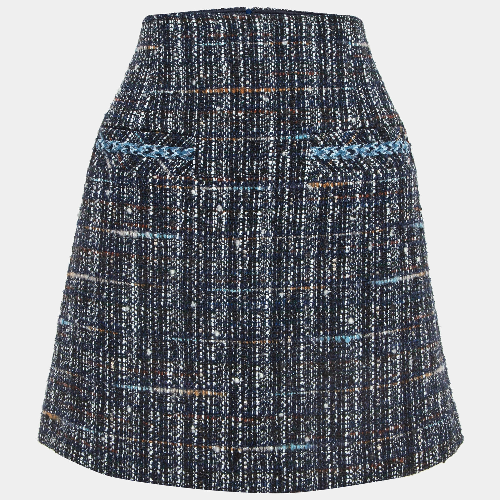Sandro Navy Blue Tweed Mini Skirt M