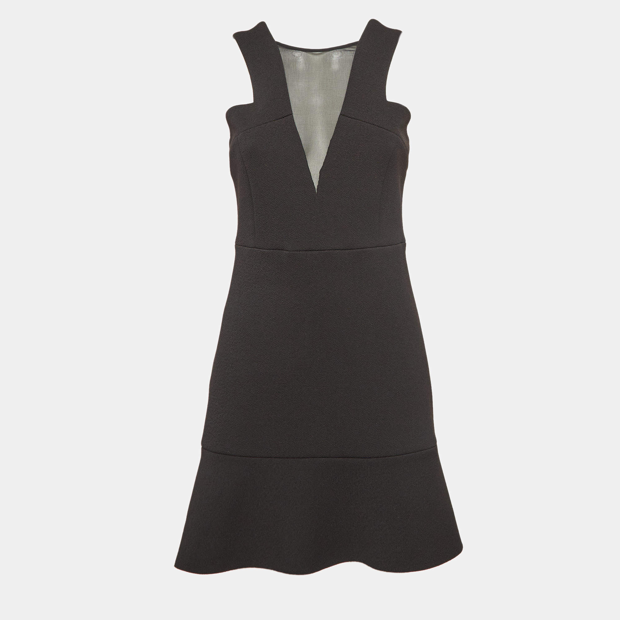 Pre Owned Sandro Black Textured Neoprene Sleeveless Mini Dress S