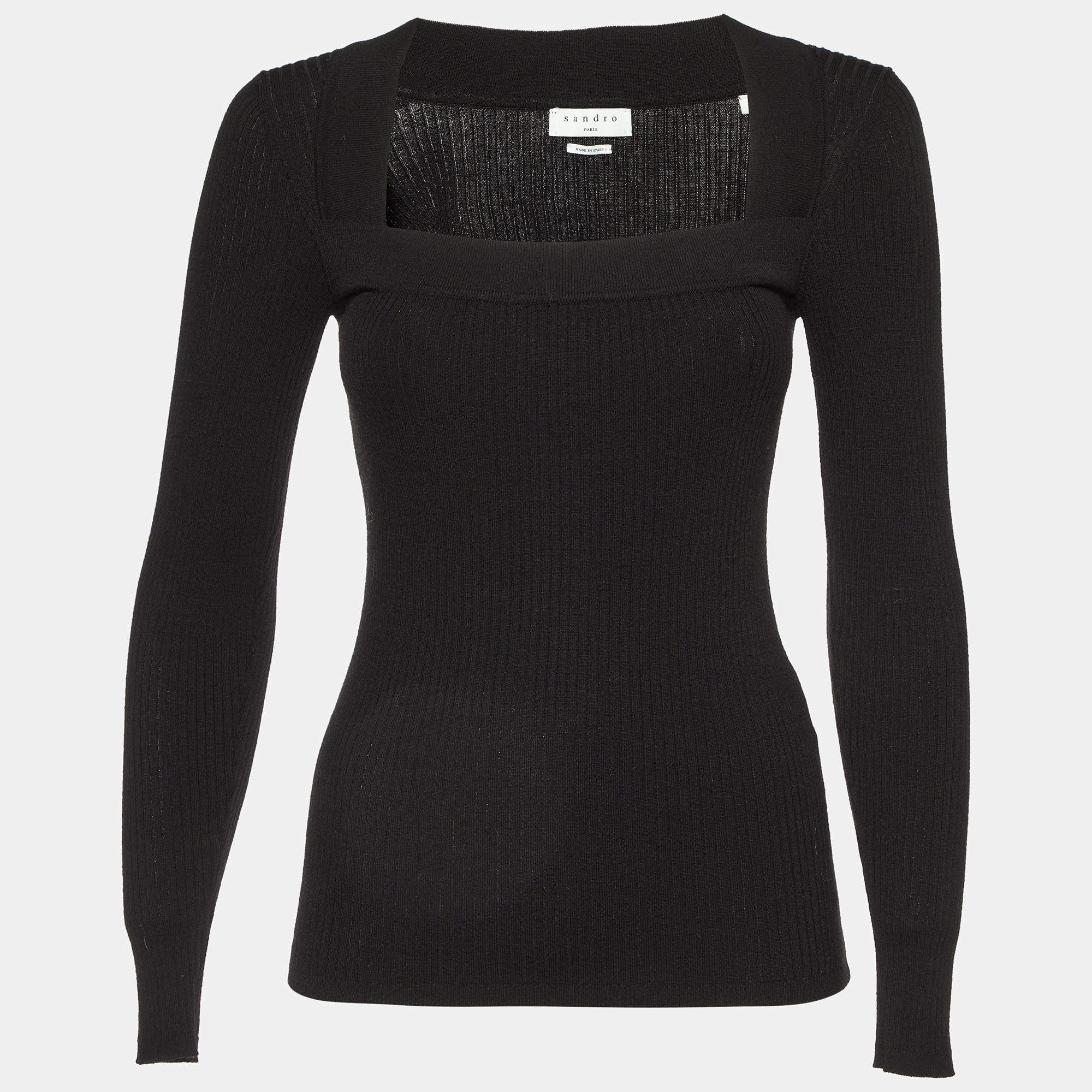 Pre Owned Sandro Black Wool Knit Long Sleeve Jumper M