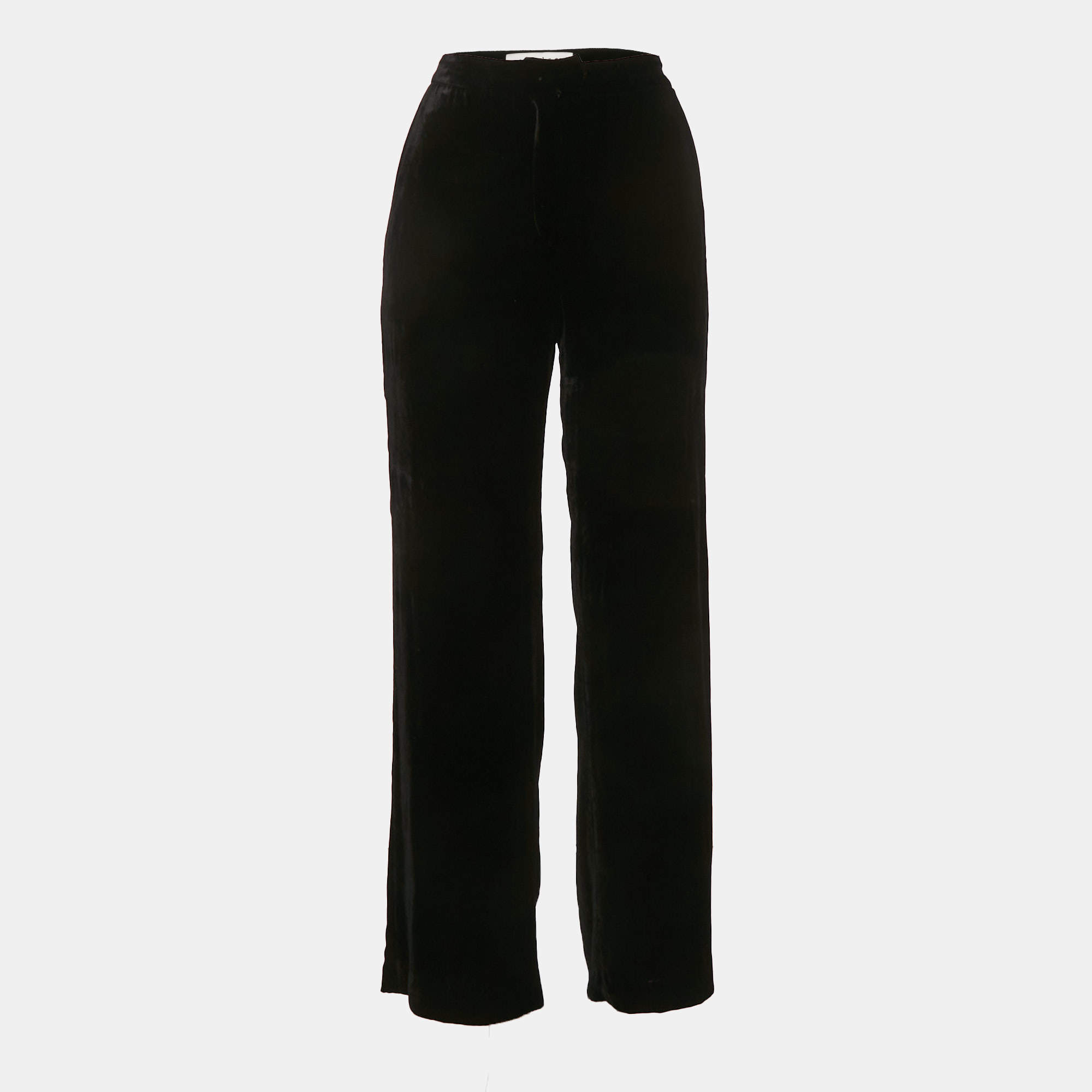 Pre Owned Sandro Black Velvet Straight Leg Trousers M