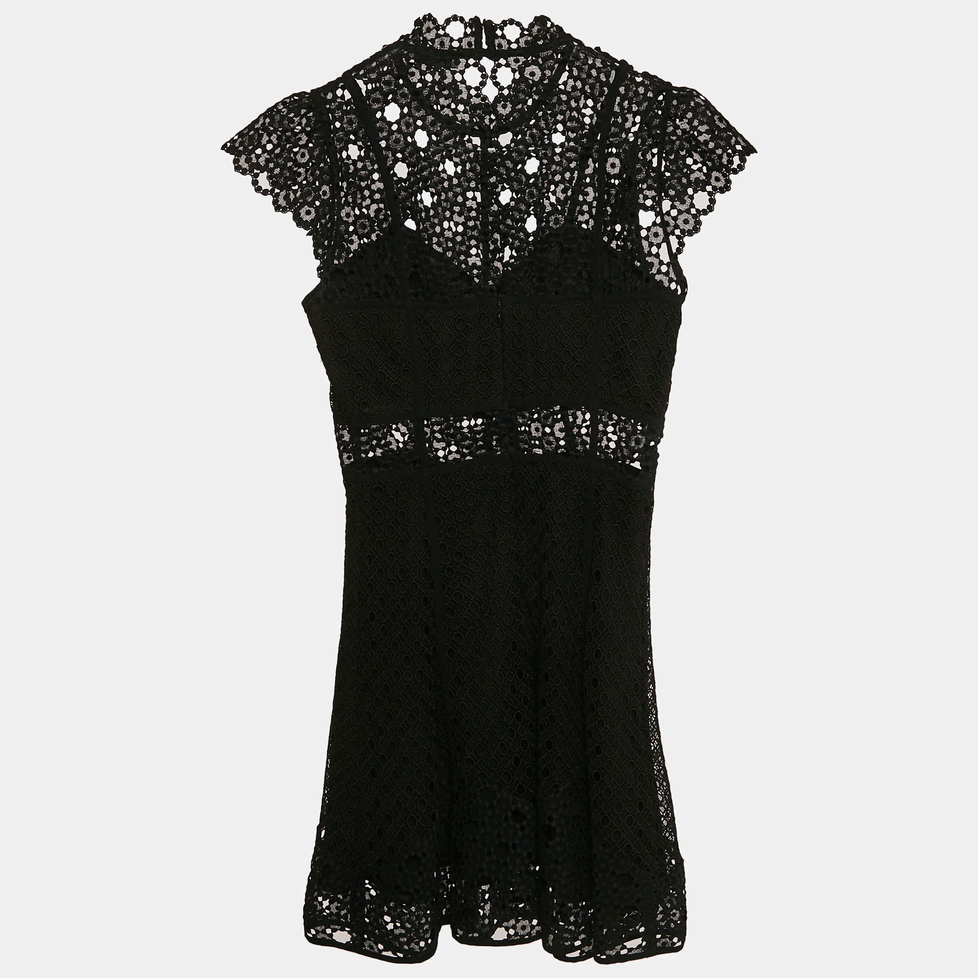 Sandro Black Lace Guipure Mini Dress S