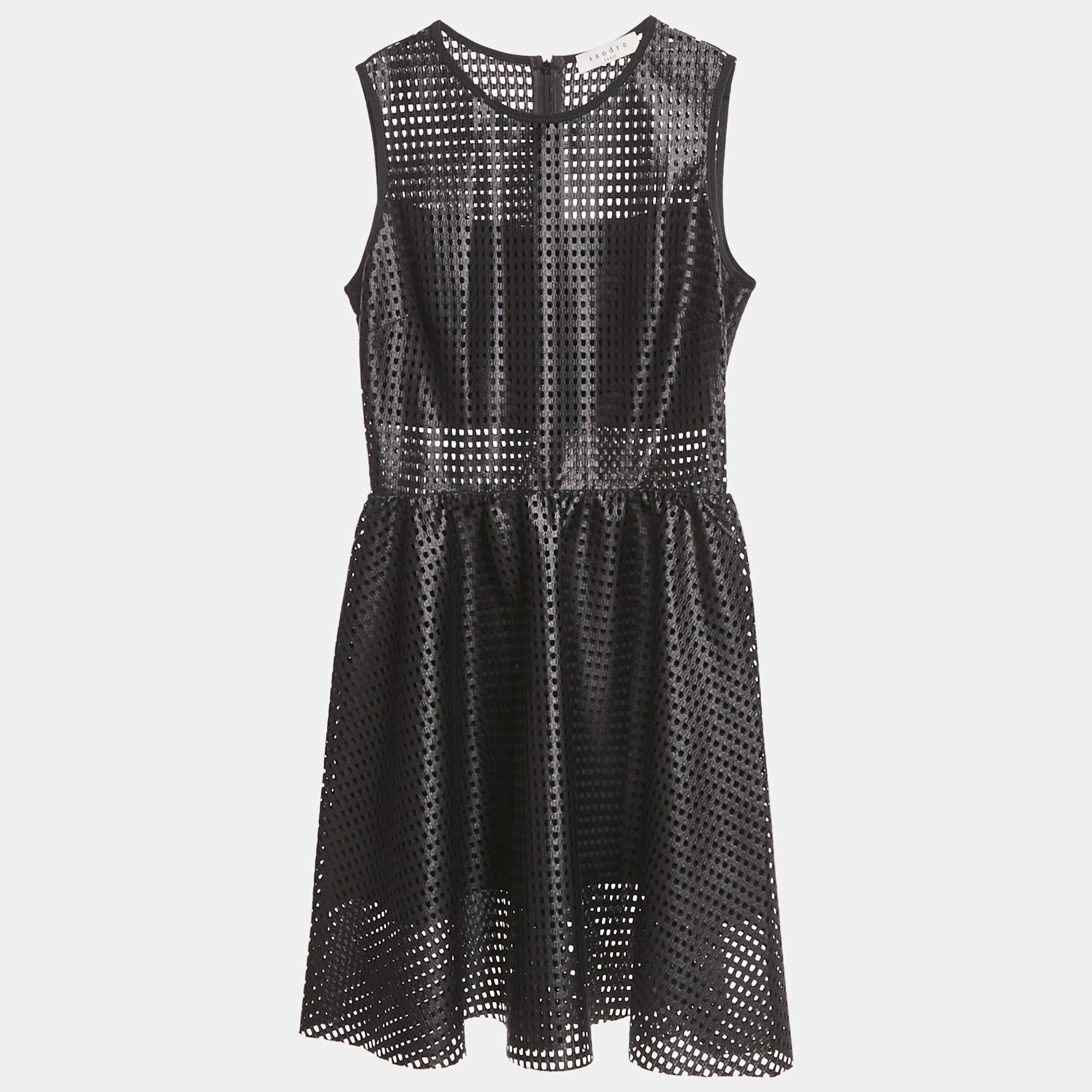 Sandro Black Lace Flared Sleeveless Mini Dress S