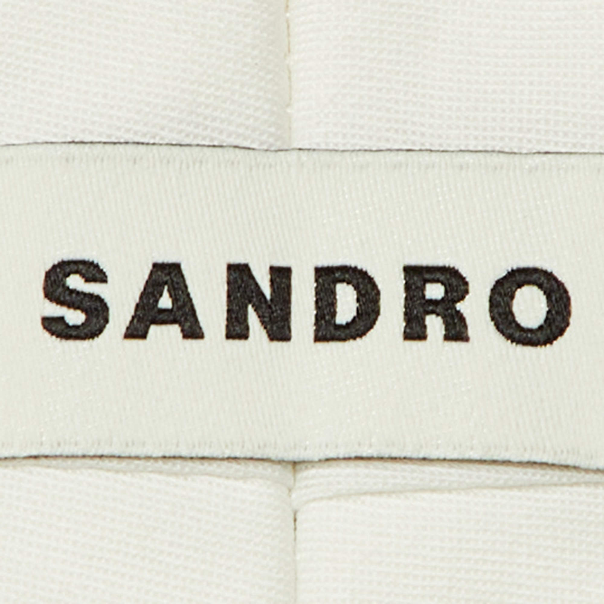 Pre Owned Sandro Ecru Striped Canvas Straight Leg Pants L