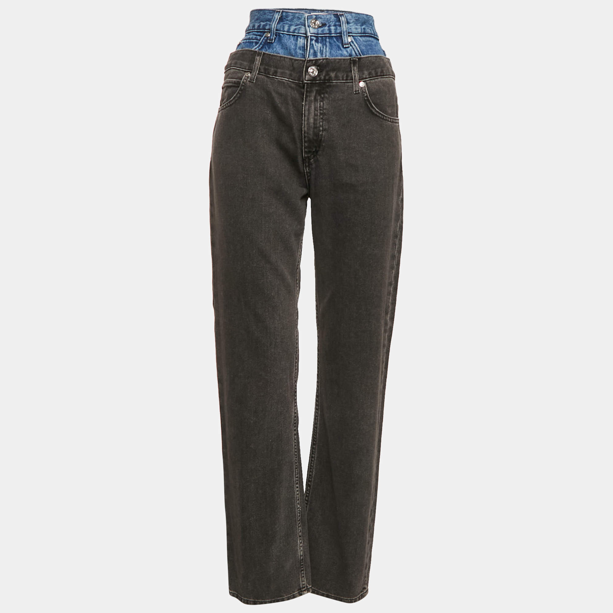Sandro Grey Layered High Rise Jeans S Waist 26"