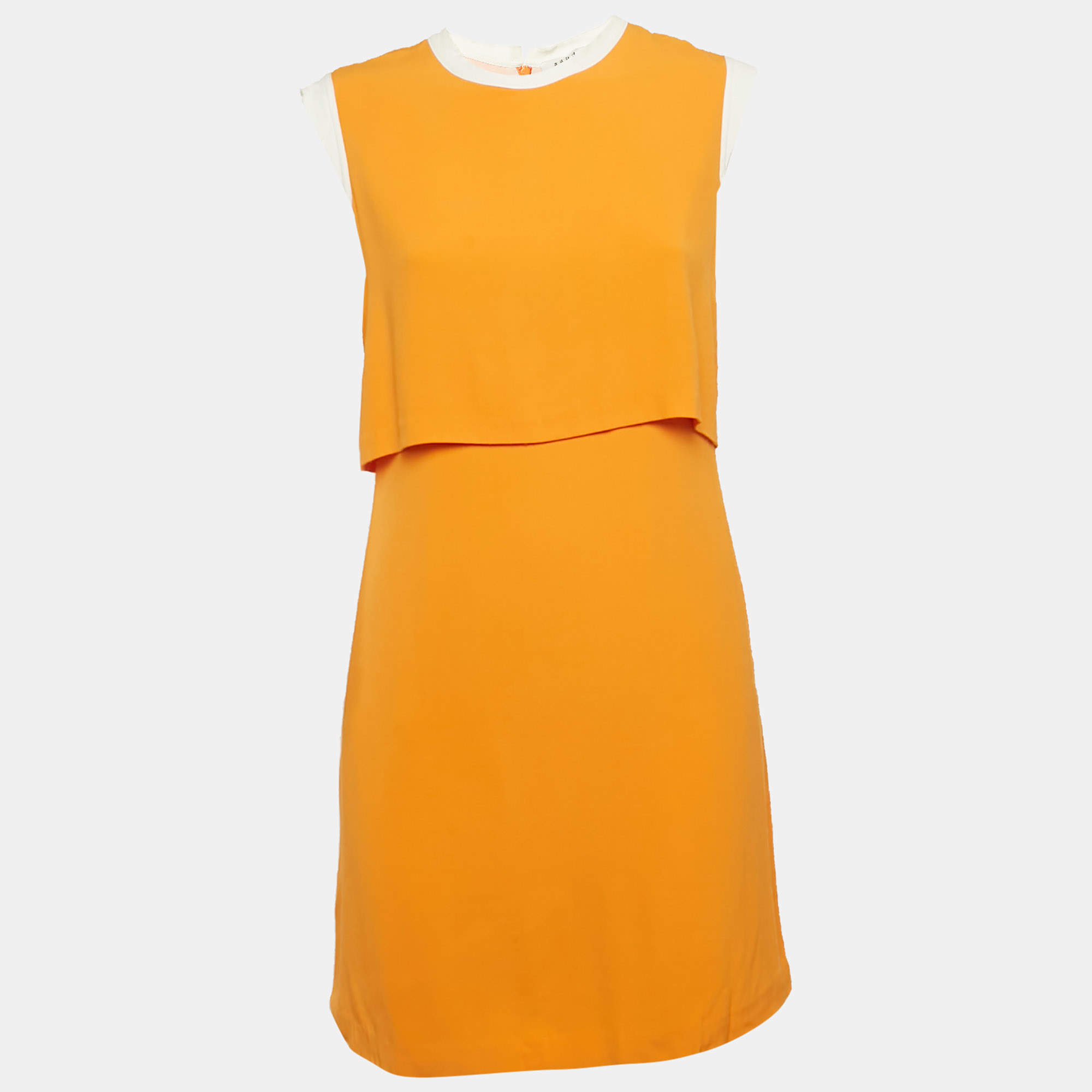 Sandro Orange Crepe Sleeveless Mini Dress S