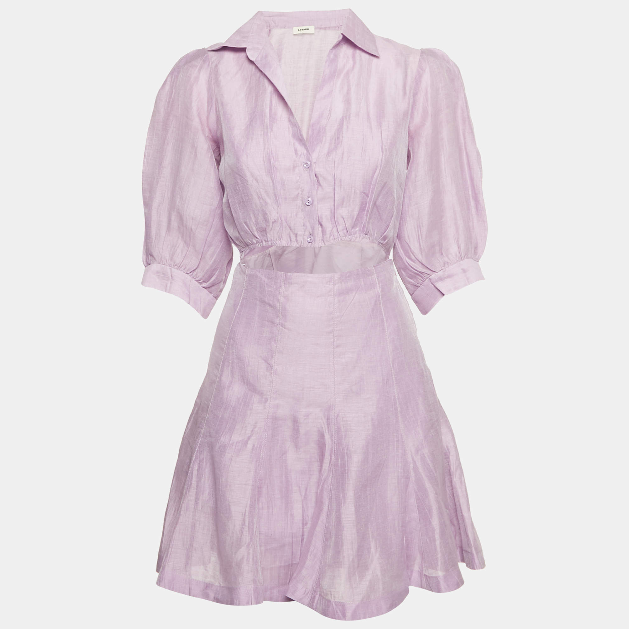 Sandro Light Purple Linen Cut-Out Mini Dress XS