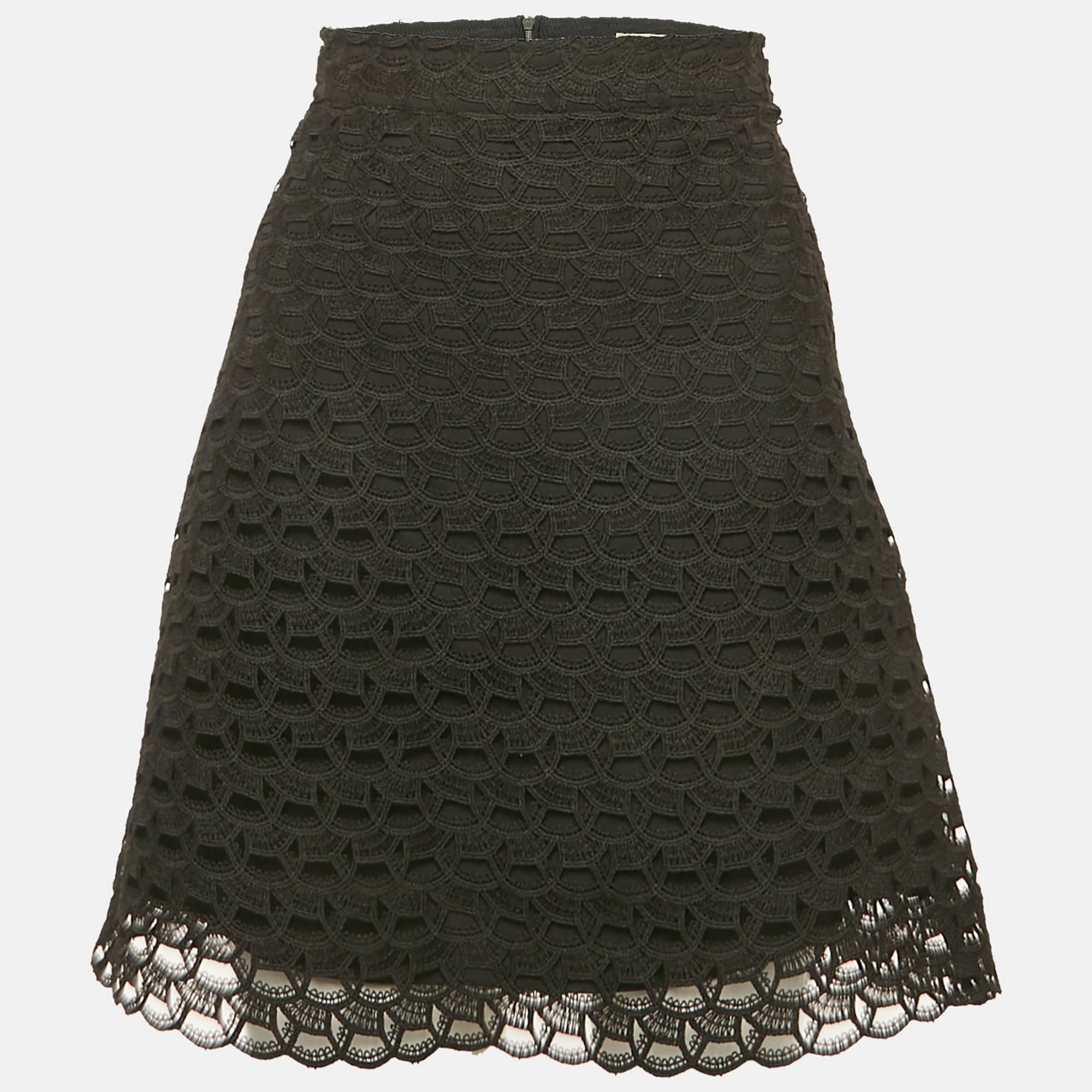Pre Owned Sandro Black Lace Mini Skirt M