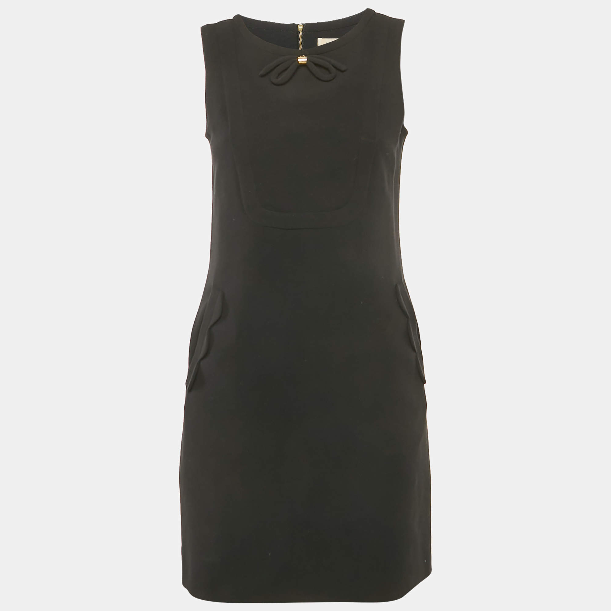 Pre Owned Sandro Black Crepe Bow Detail Mini Dress S