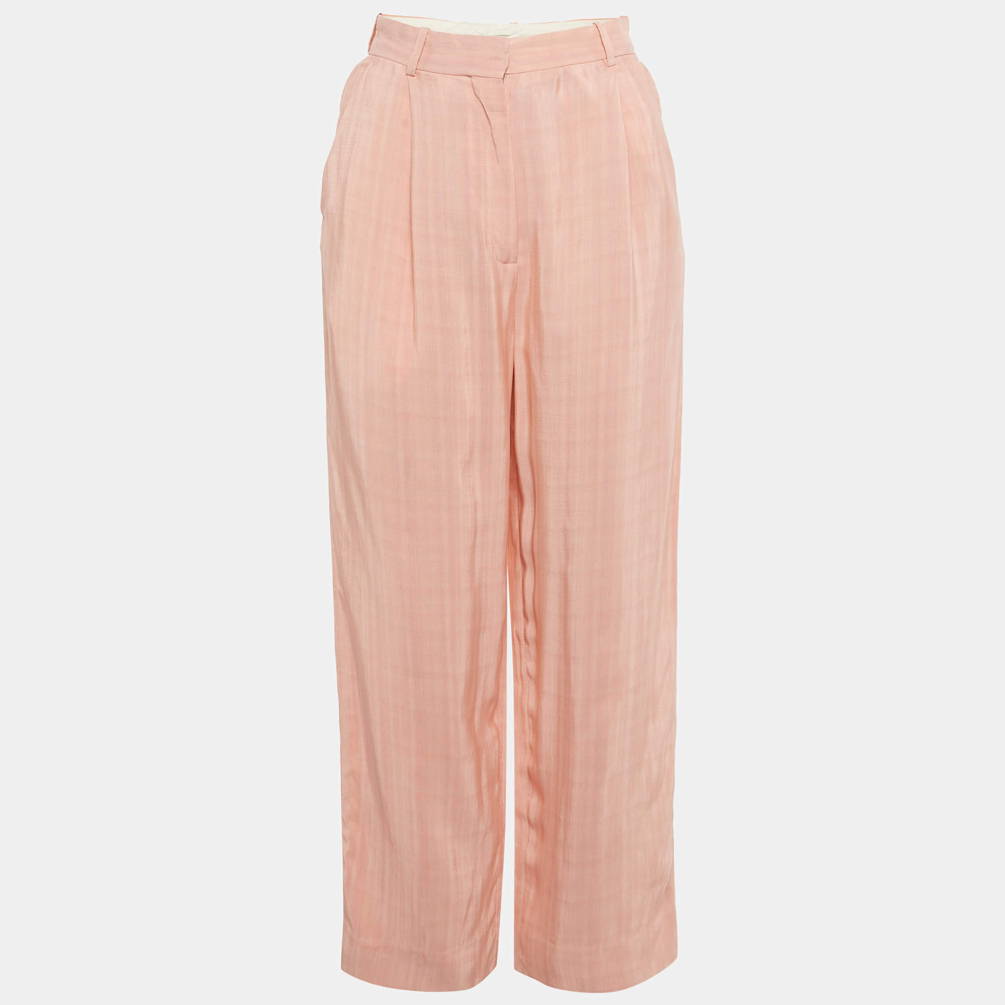 Pre Owned Sandro Poudre Pink Crepe Straight Fit Trousers S