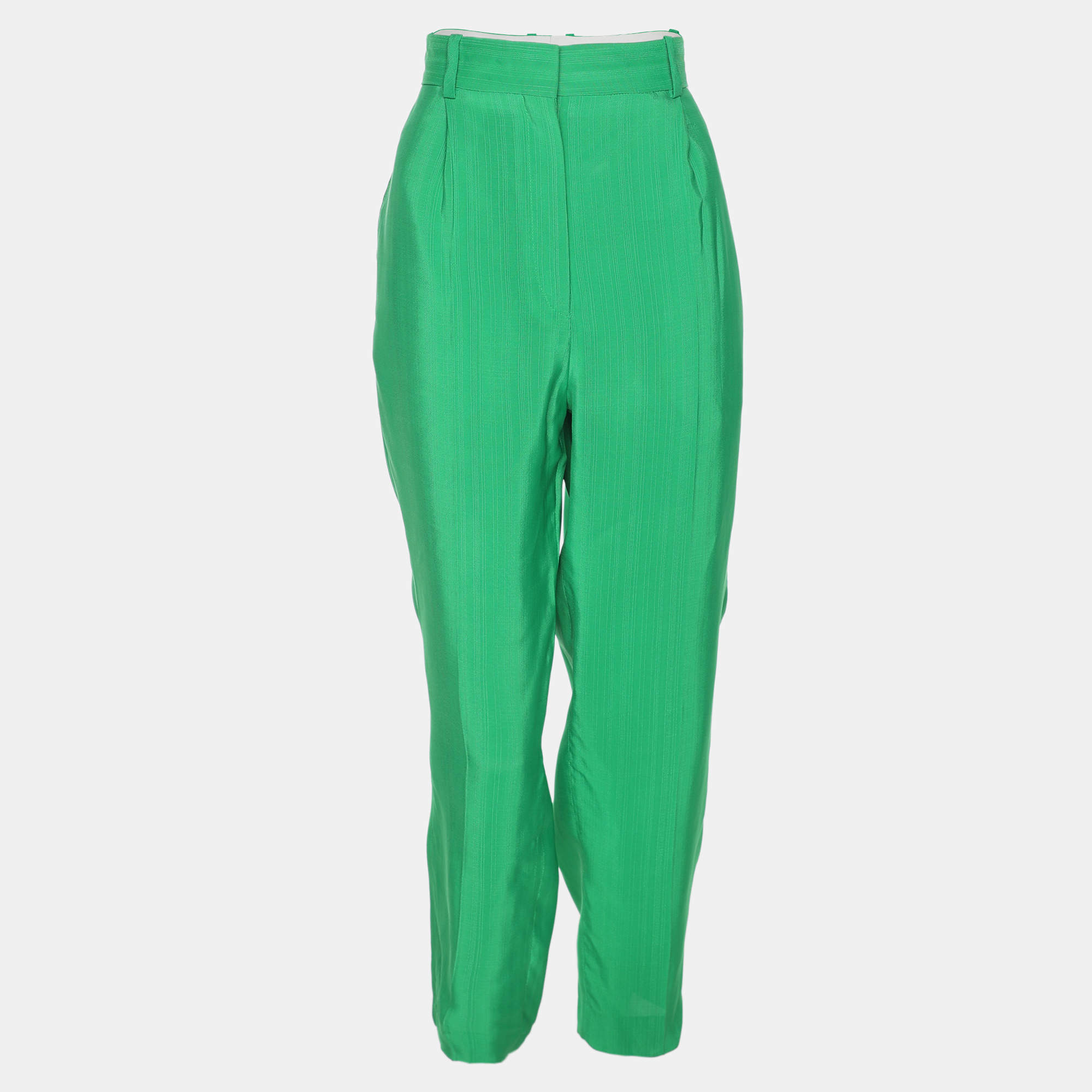 Pre Owned Sandro Green Jacquard Trousers M