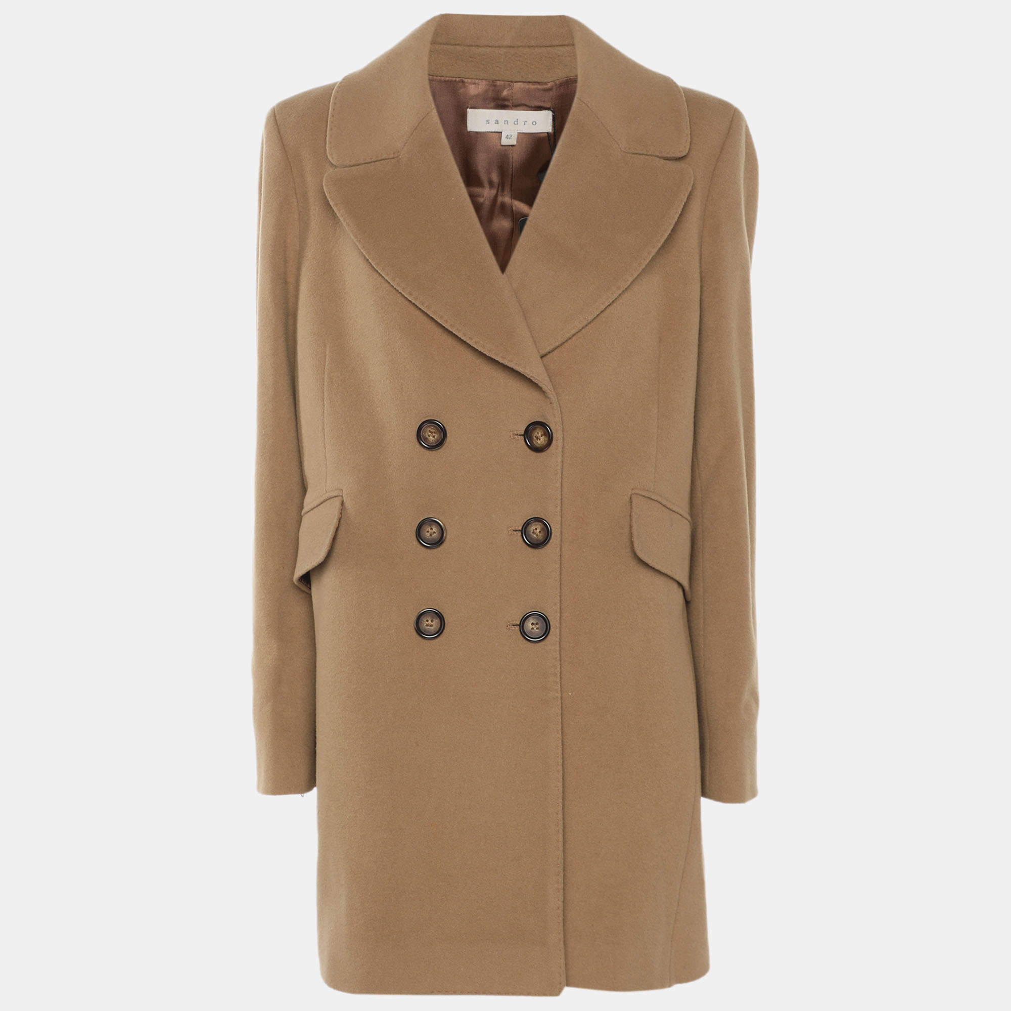 مملوكة مسبقًا Sandro Brown Wool Blend Double Breast Coat L