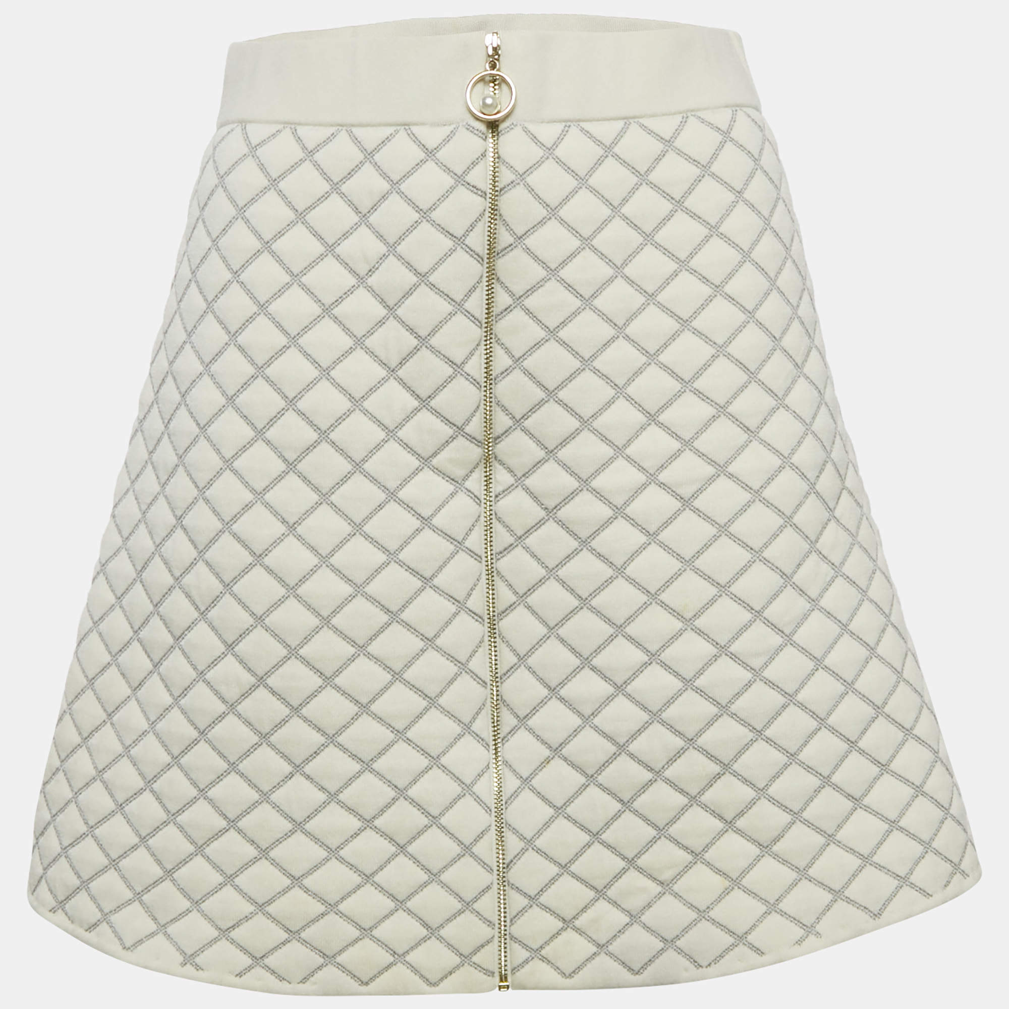 مملوكة مسبقًا Sandro Cream Quilted Knit Mini Skirt S