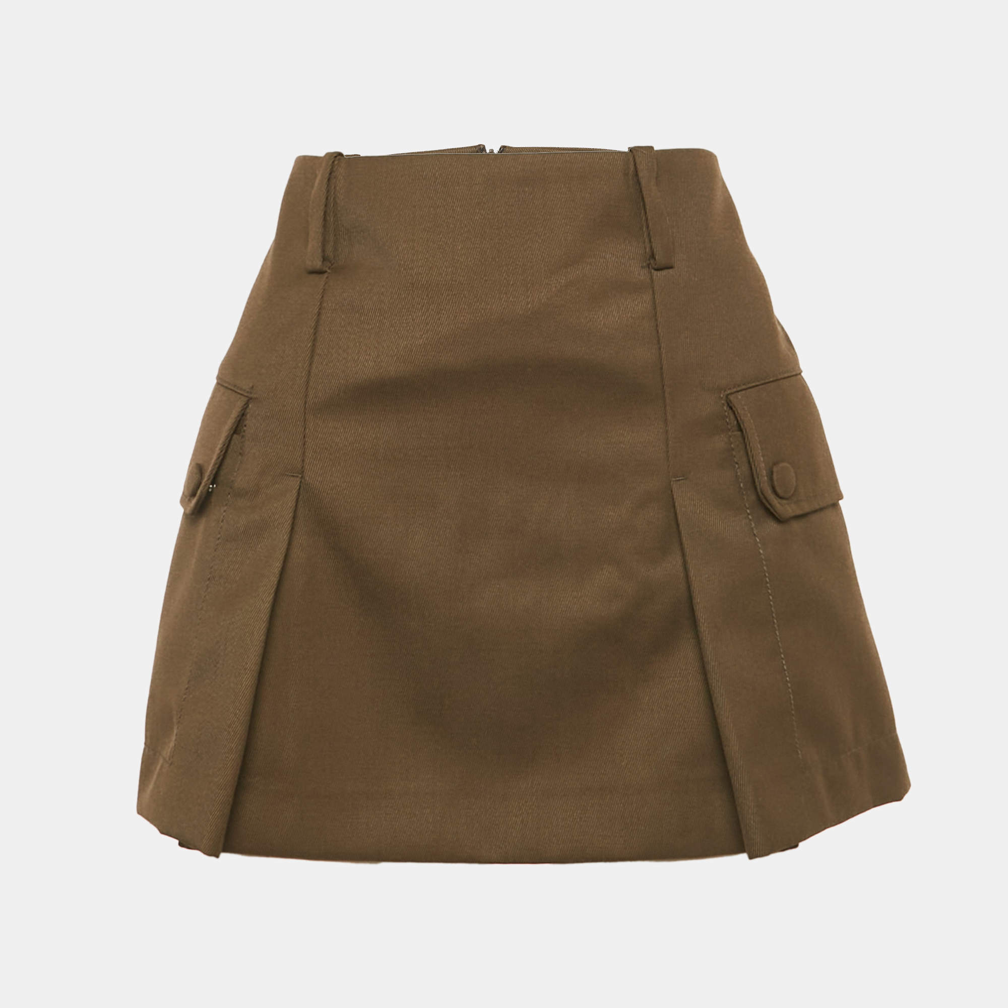 Pre Owned Sandro Brown Wool Blend Cargo Mini Skirt S