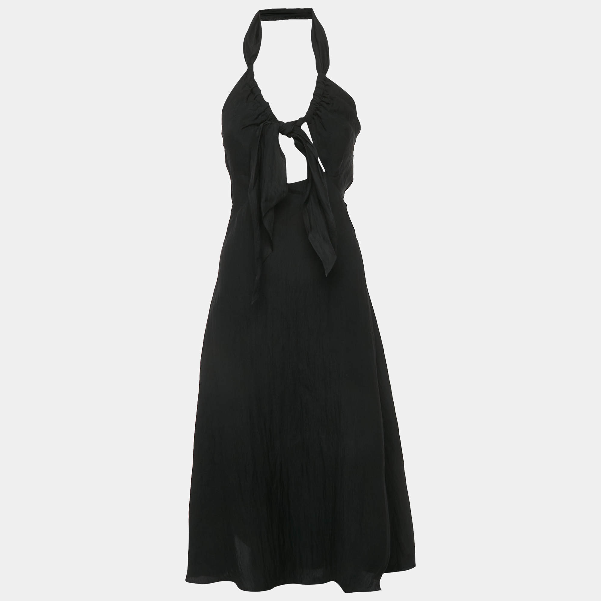 Pre Owned Sandro Black Crepe Tied Backless Dress S