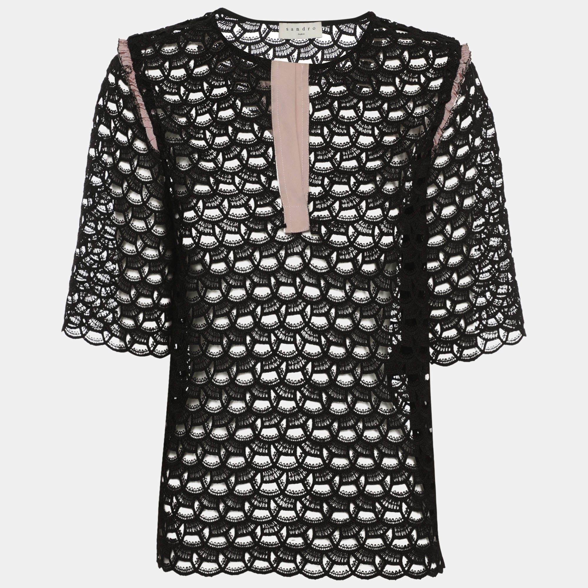 Pre Owned سندرو توب شفاف باللون الأسود مقاس صغير