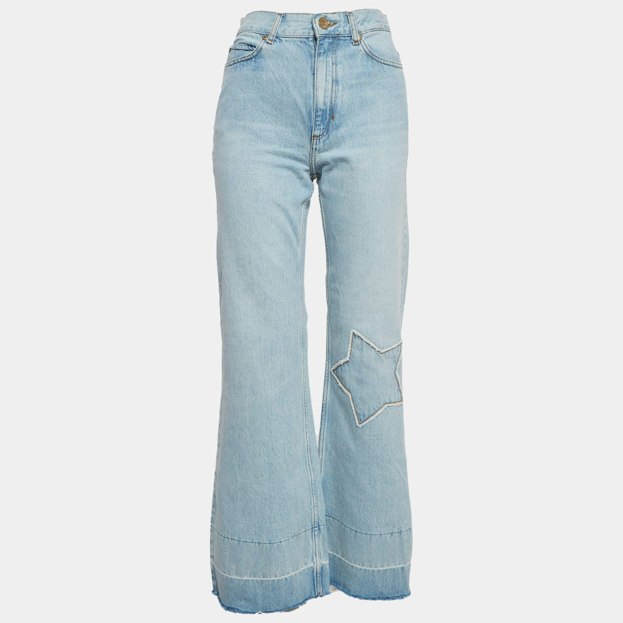 Pre Owned Sandro Blue Denim Stradivarius STR Wide Leg Jeans S/Waist 26"