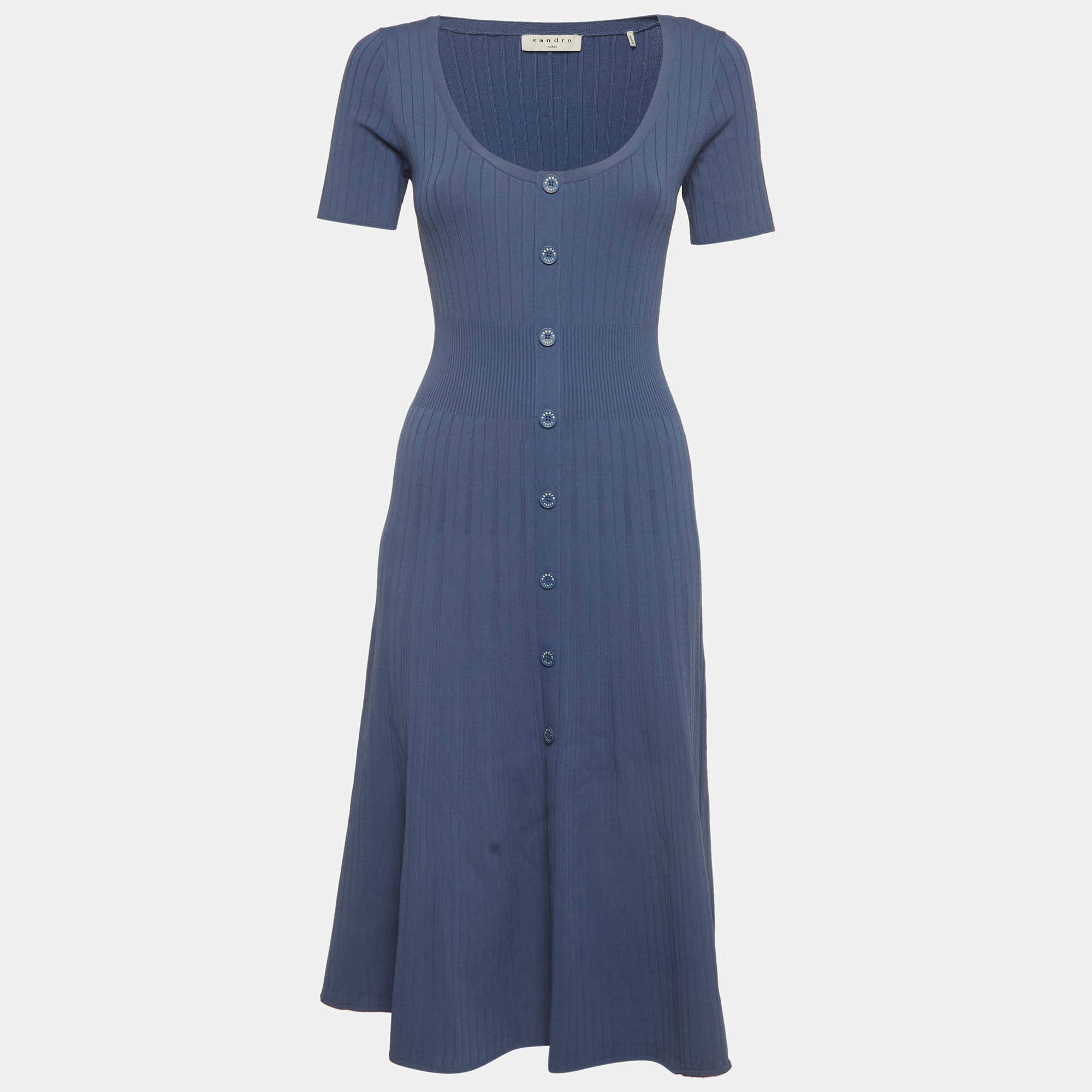 مملوكة مسبقًا فساتين ساندرو أزرق مضلع متوسطة الحجم