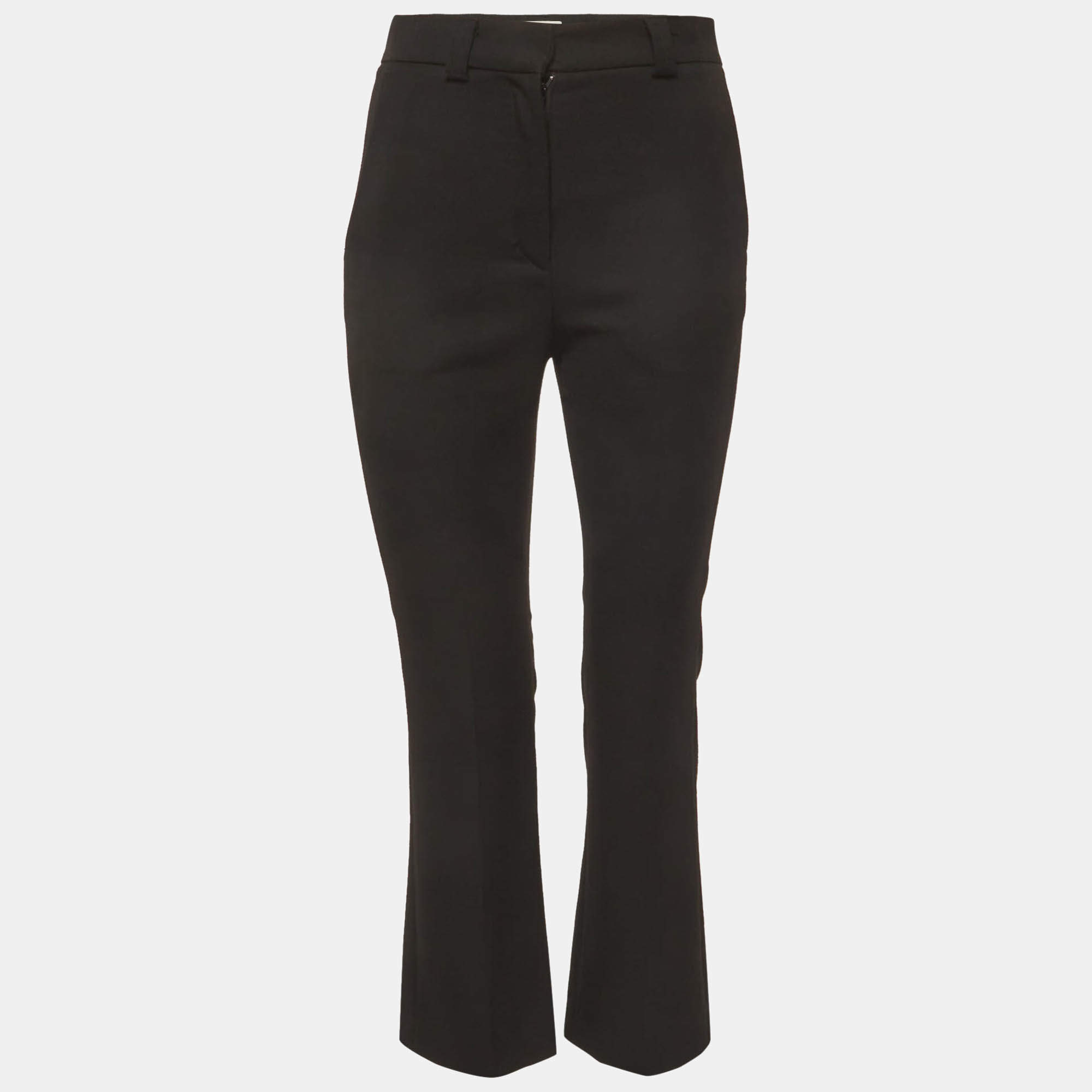 Pre Owned Sandro Black Gabardine Straight Leg Formal Trousers S