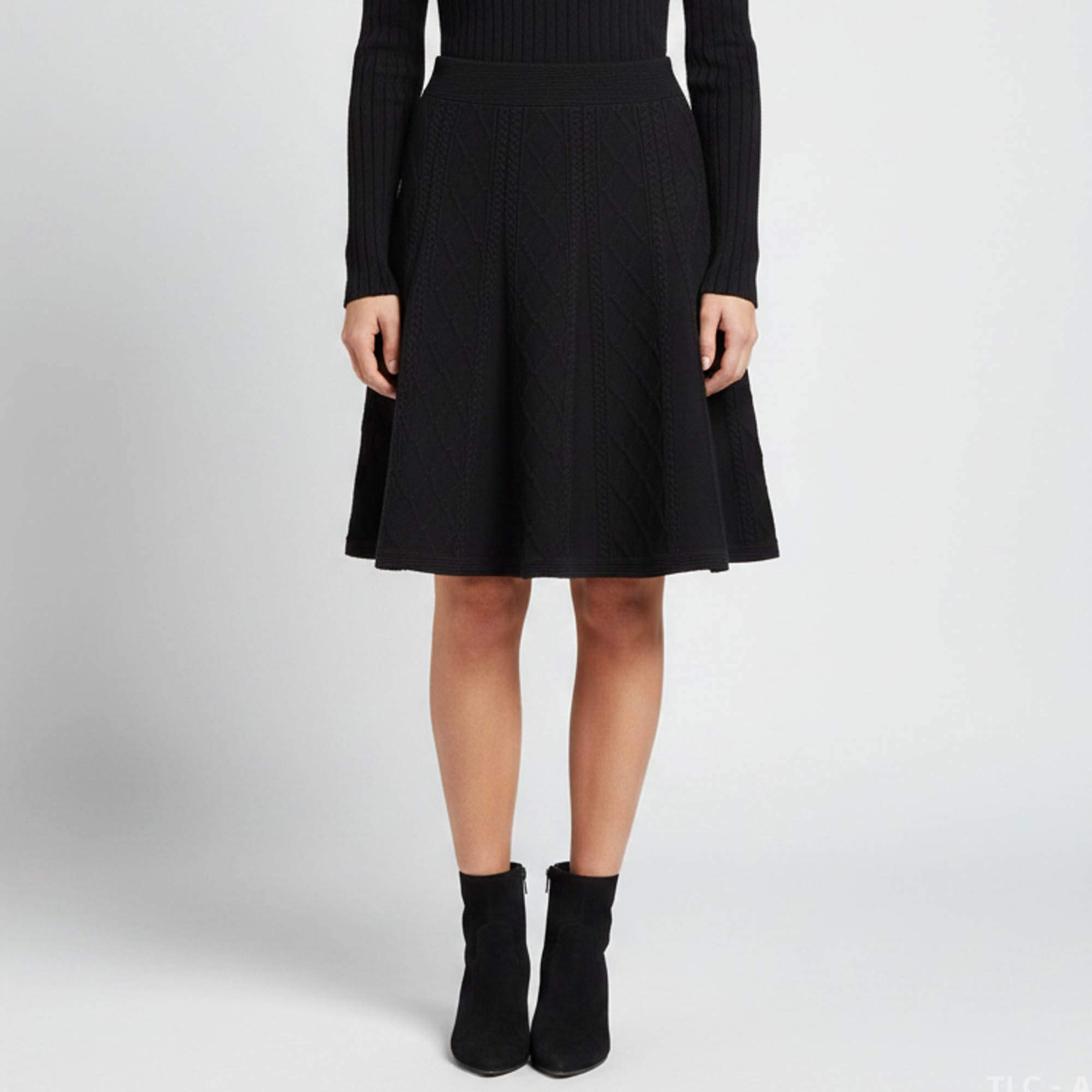 Pre Owned Sandro Black Rib Knit Flared Mini Skirt S