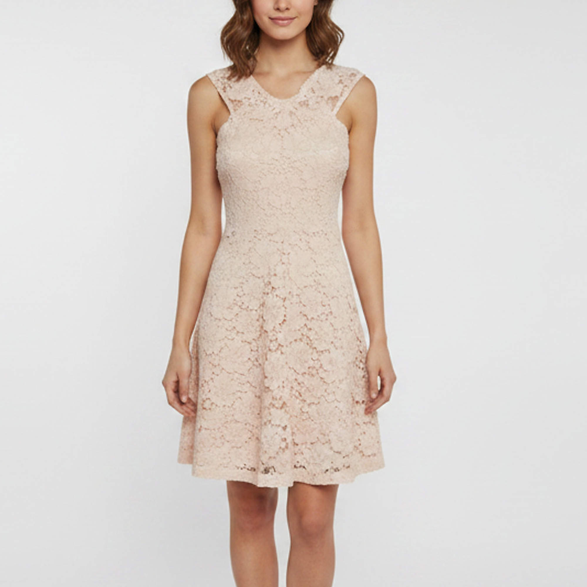 Pre Owned Sandro Powder Pink Guipure Lace Sleeveless Mini Dress S