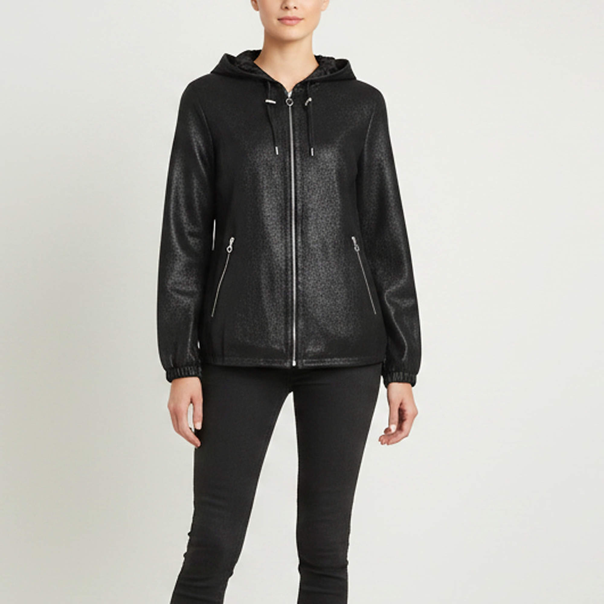 Pre Owned Sandro Anthracite Lambskin Leather Jacket M