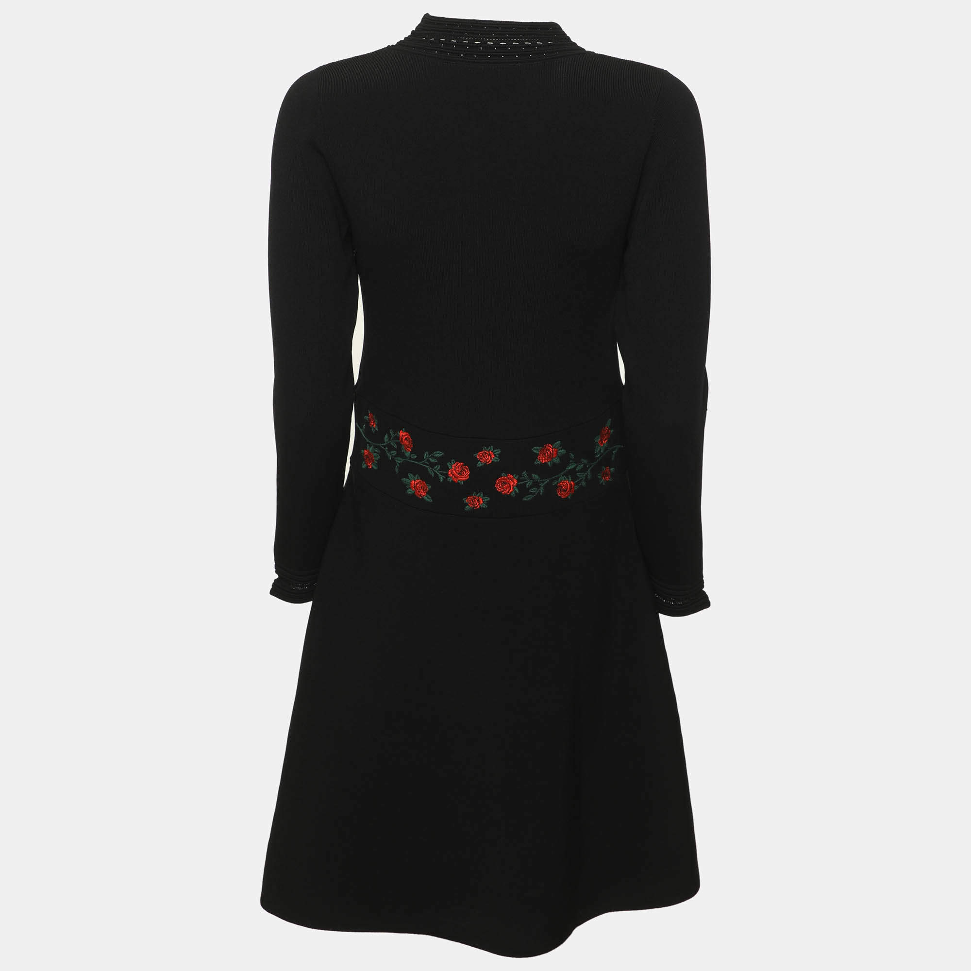 sandro paris navy embroidered fit and flare dress Sandro Paris Navy Embroidered Fit and Flare Dress