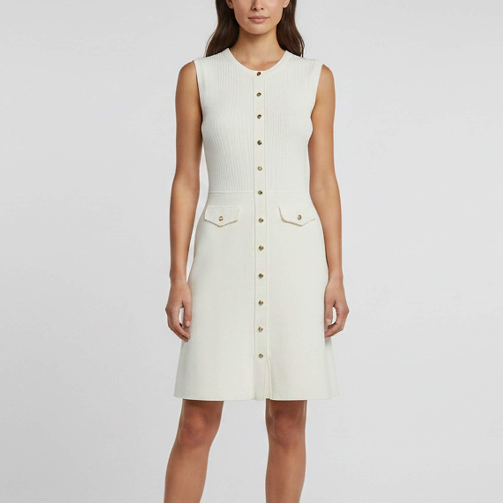 Pre Owned Sandro White Rib Knit Sleeveless Mini Dress XS