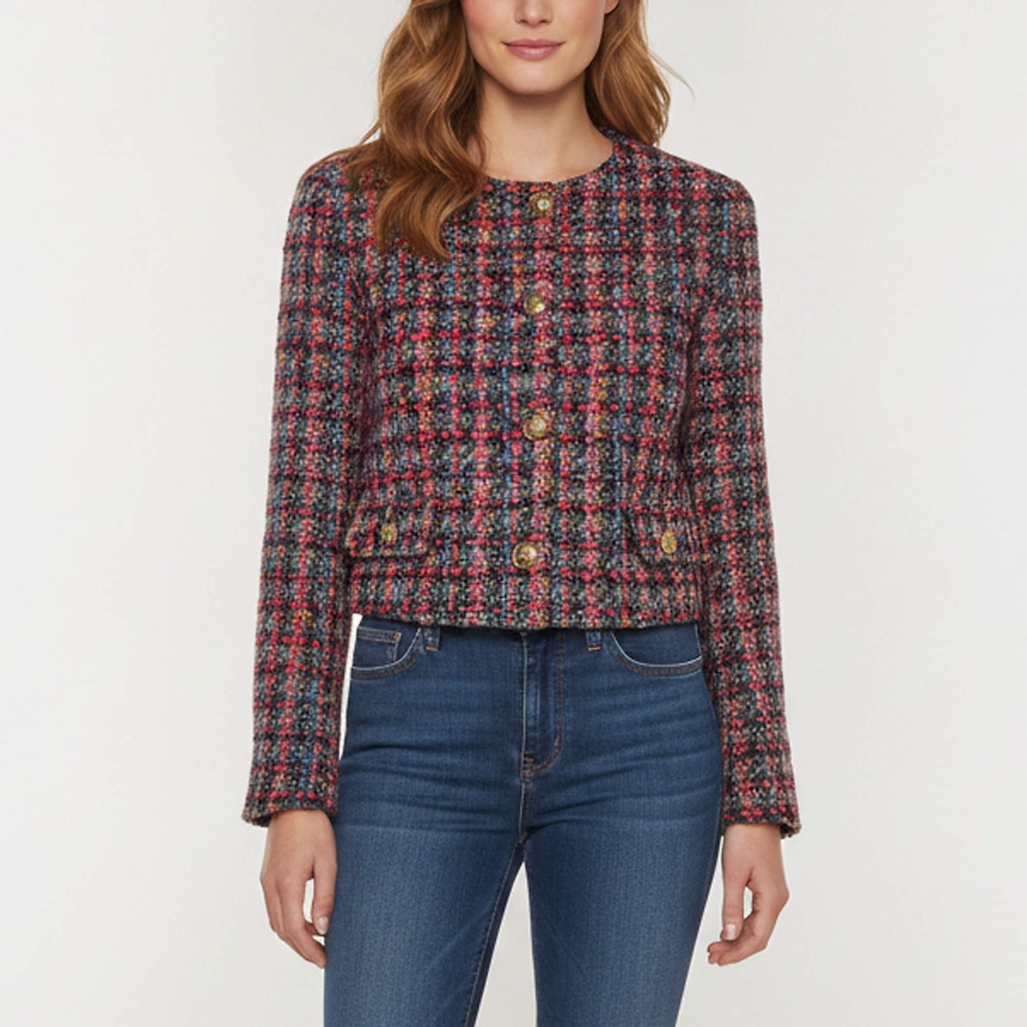 مملوكة مسبقًا Sandro Multicolour Tweed Bouclé Cropped Jacket XS
