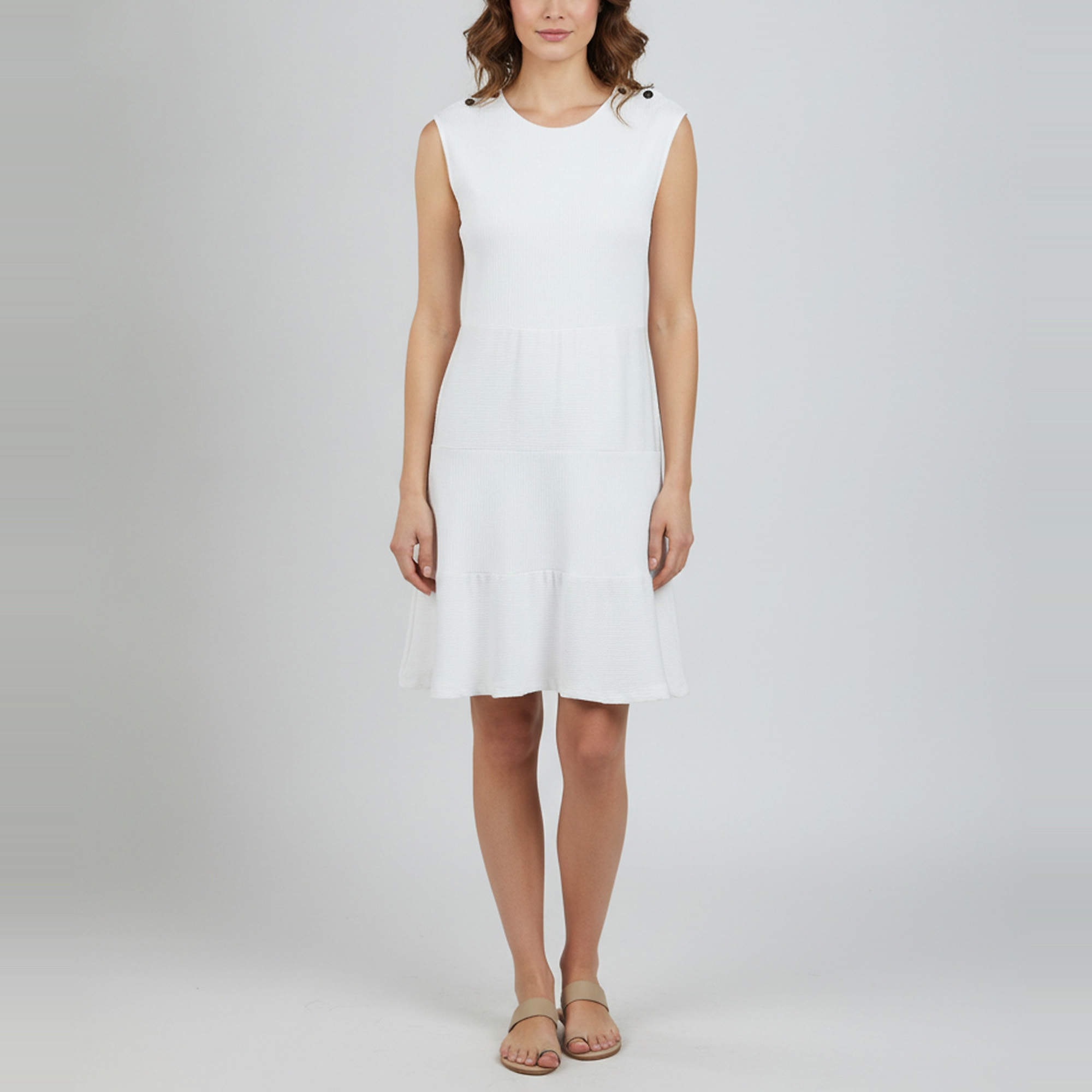 مملوكة مسبقًا Sandro White Seersucker Sleeveless Mini Dress M/L