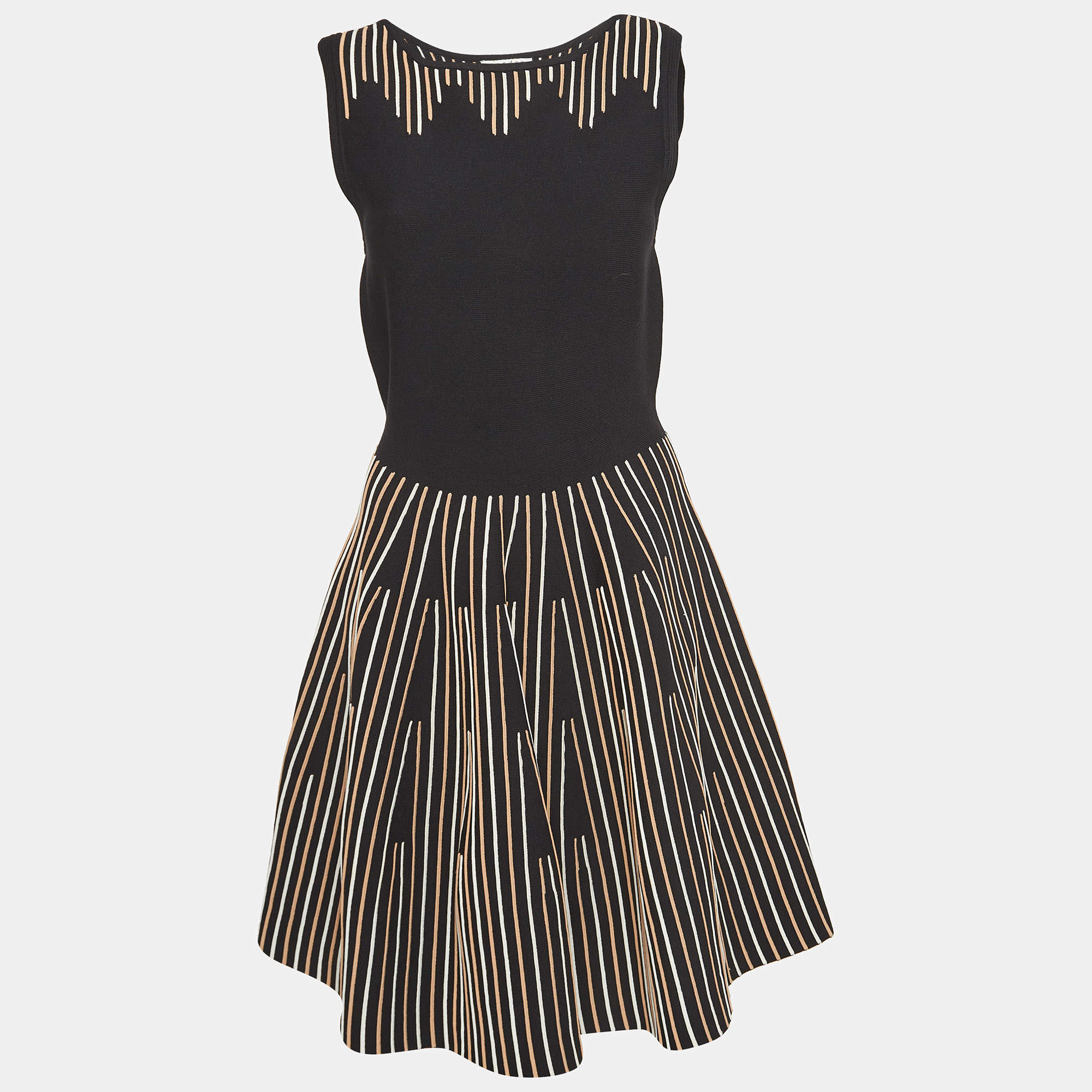 Pre Owned Sandro Black Embroidered Knit Mid-Length Dress M