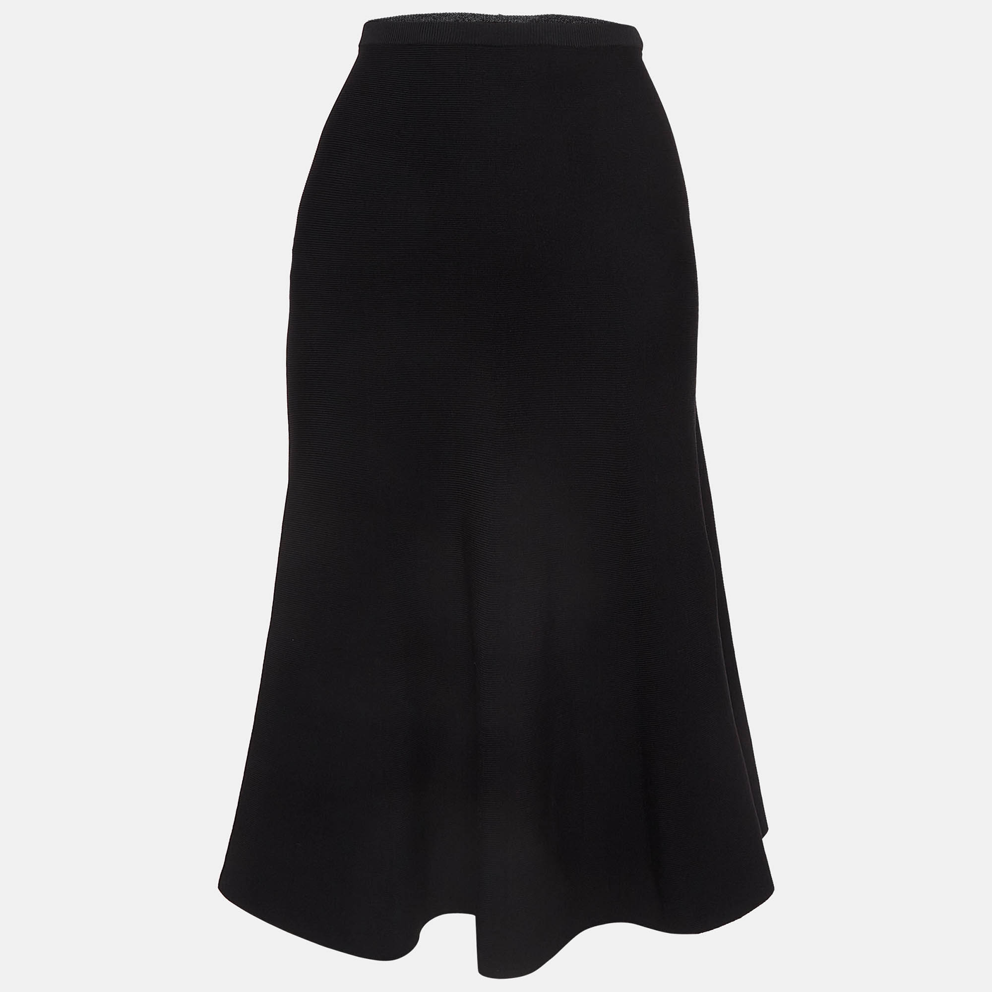 Sandro Black Knit Flared Midi Skirt S