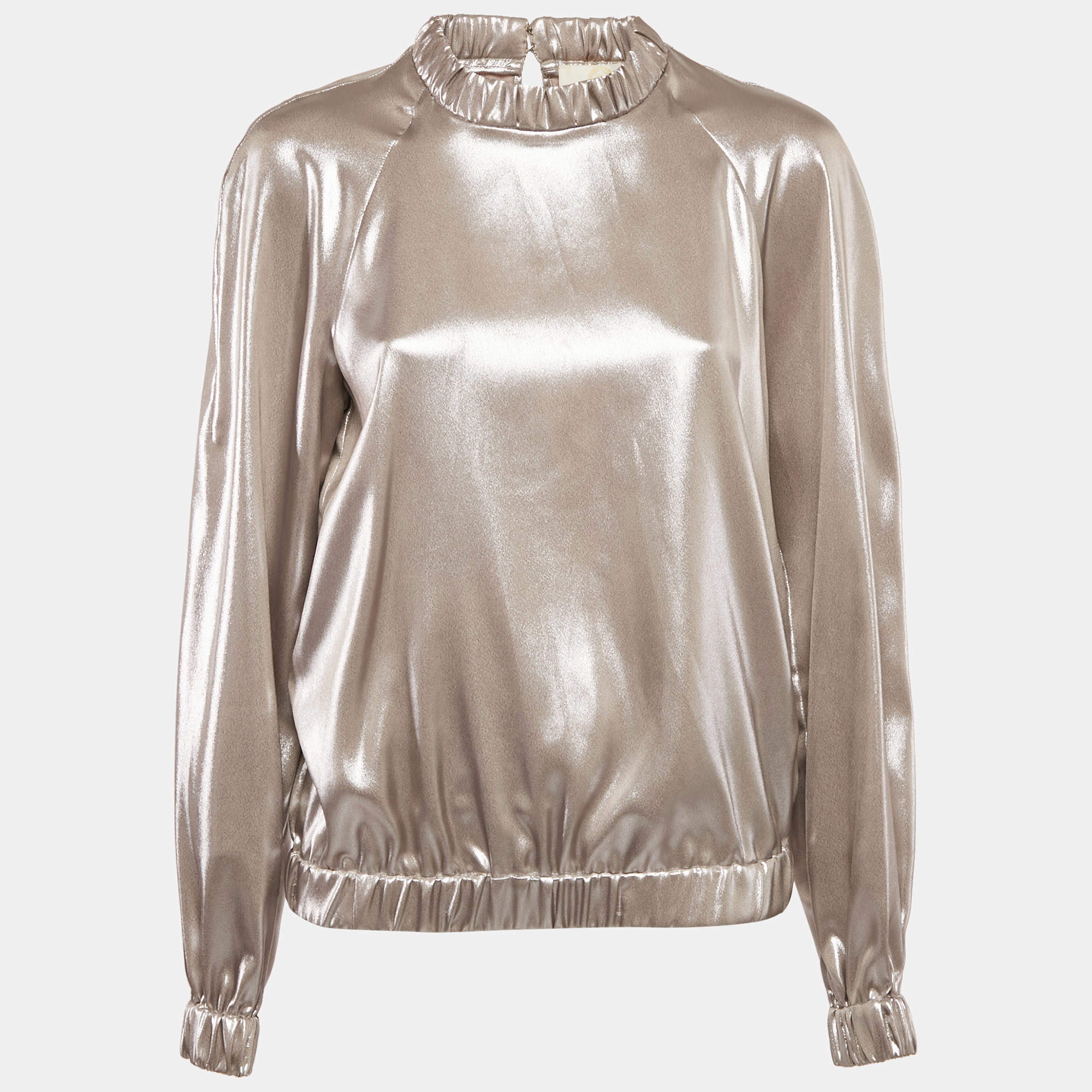 Sara Battaglia Metallic Lamé Full Sleeve Top M