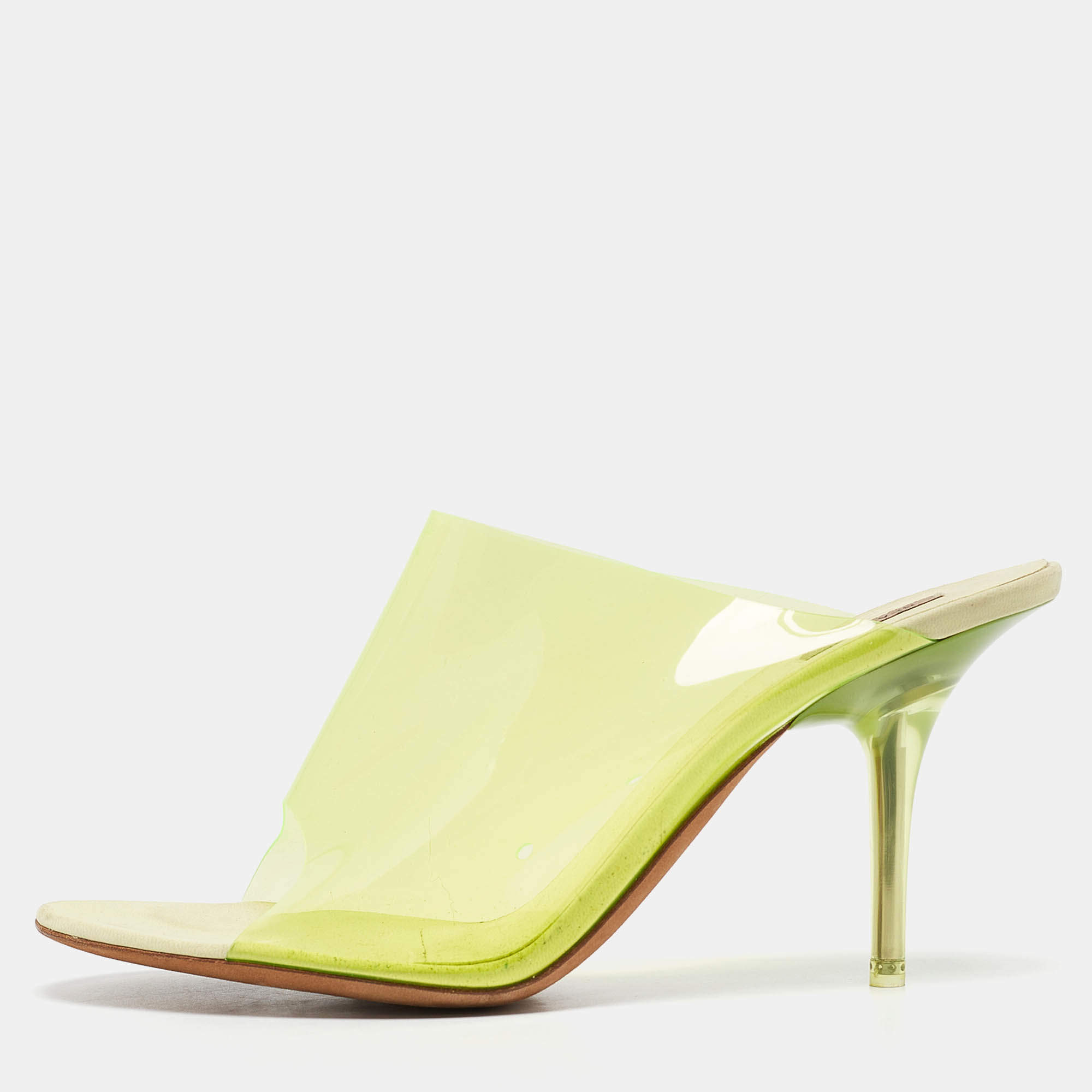 Pre Owned Yeezy Green PVC Slide Season 7 Sandals Size 39