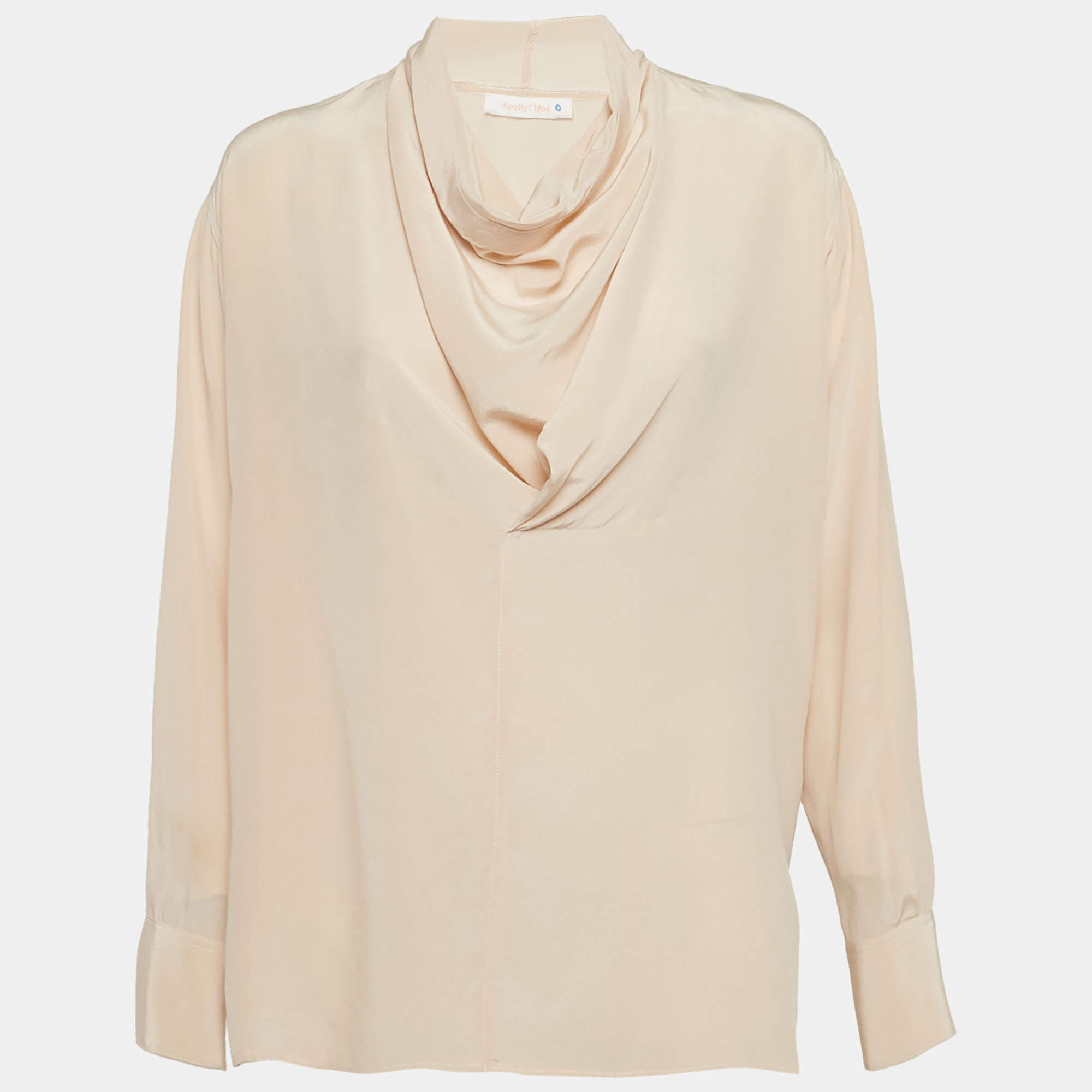 Pre Owned See by Chloe Blush Pink Silk Cowl Neck Blouse S