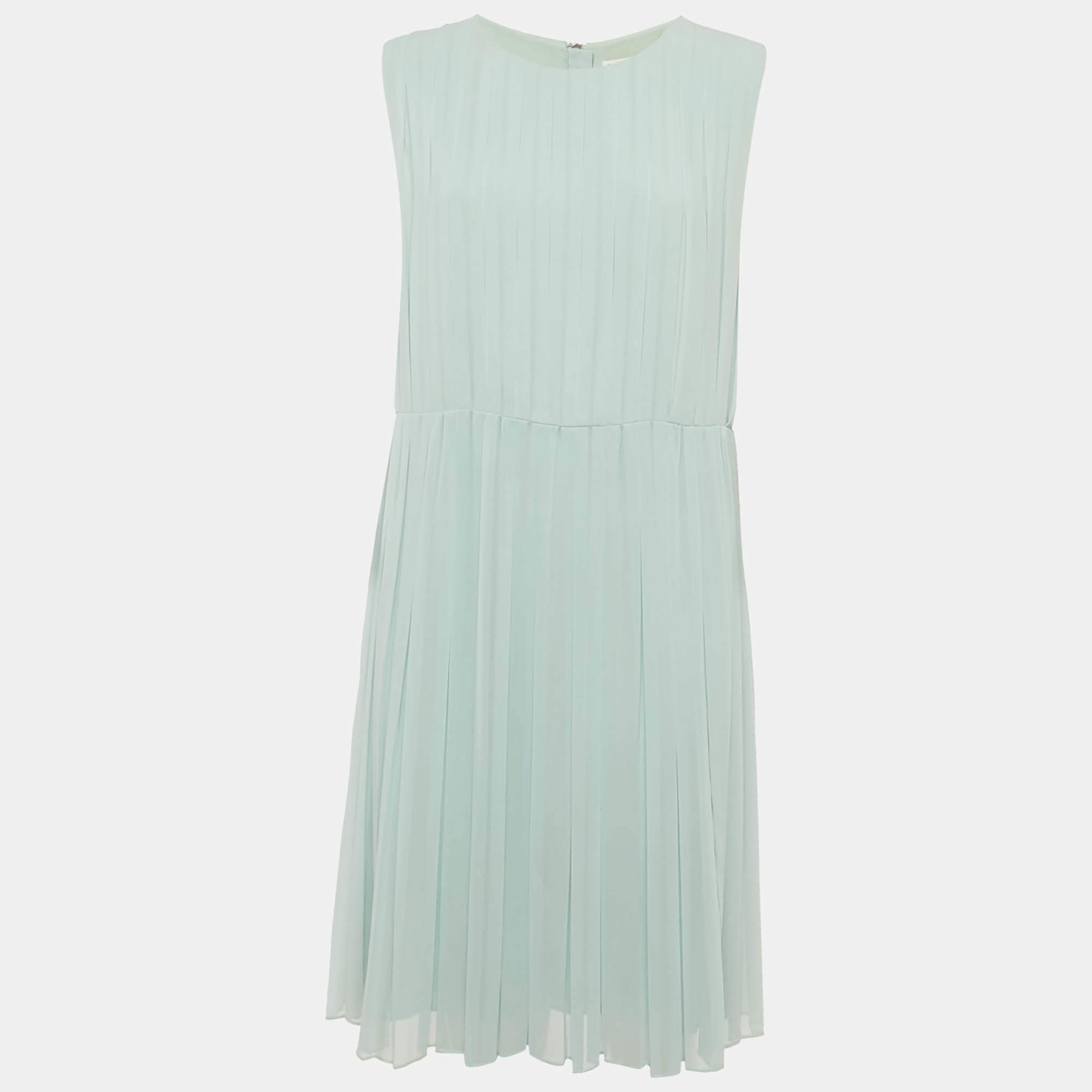 Pre Owned See by Chloe Light Blue Georgette Pleated Sleeveless Short Dress M