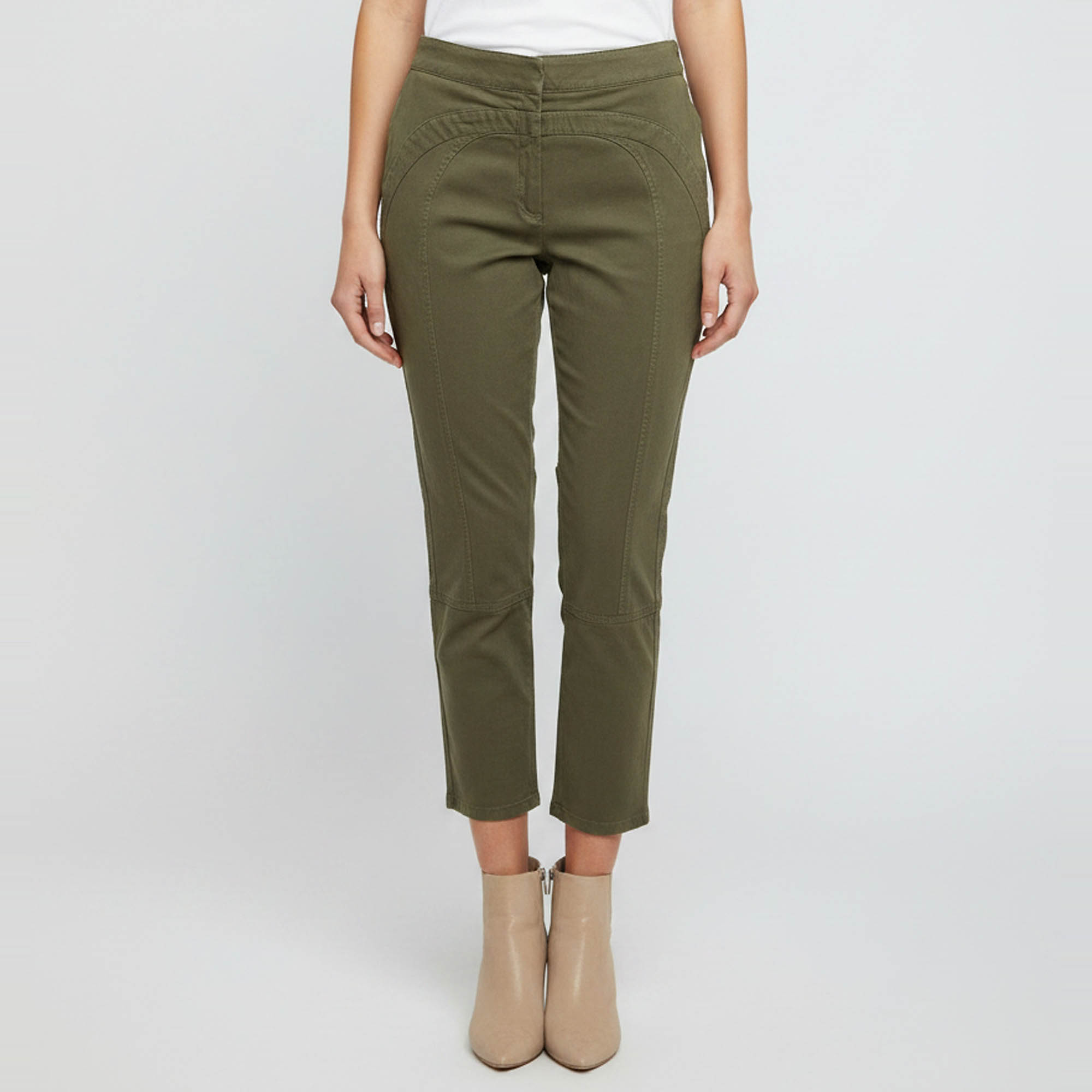 Pre Owned See by Chloé Military Green Gabardine Ankle Button Jodhpur Pants L